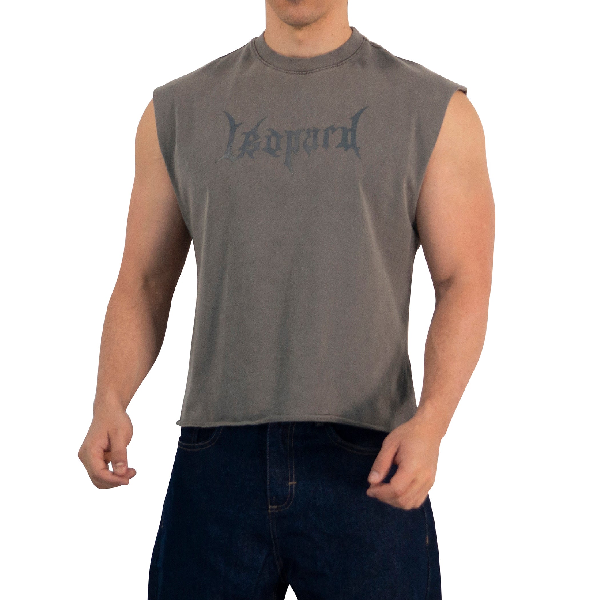 Playera Sleeveless Boxy | Oversized Fit Dark Series Leopard Pigment Green
