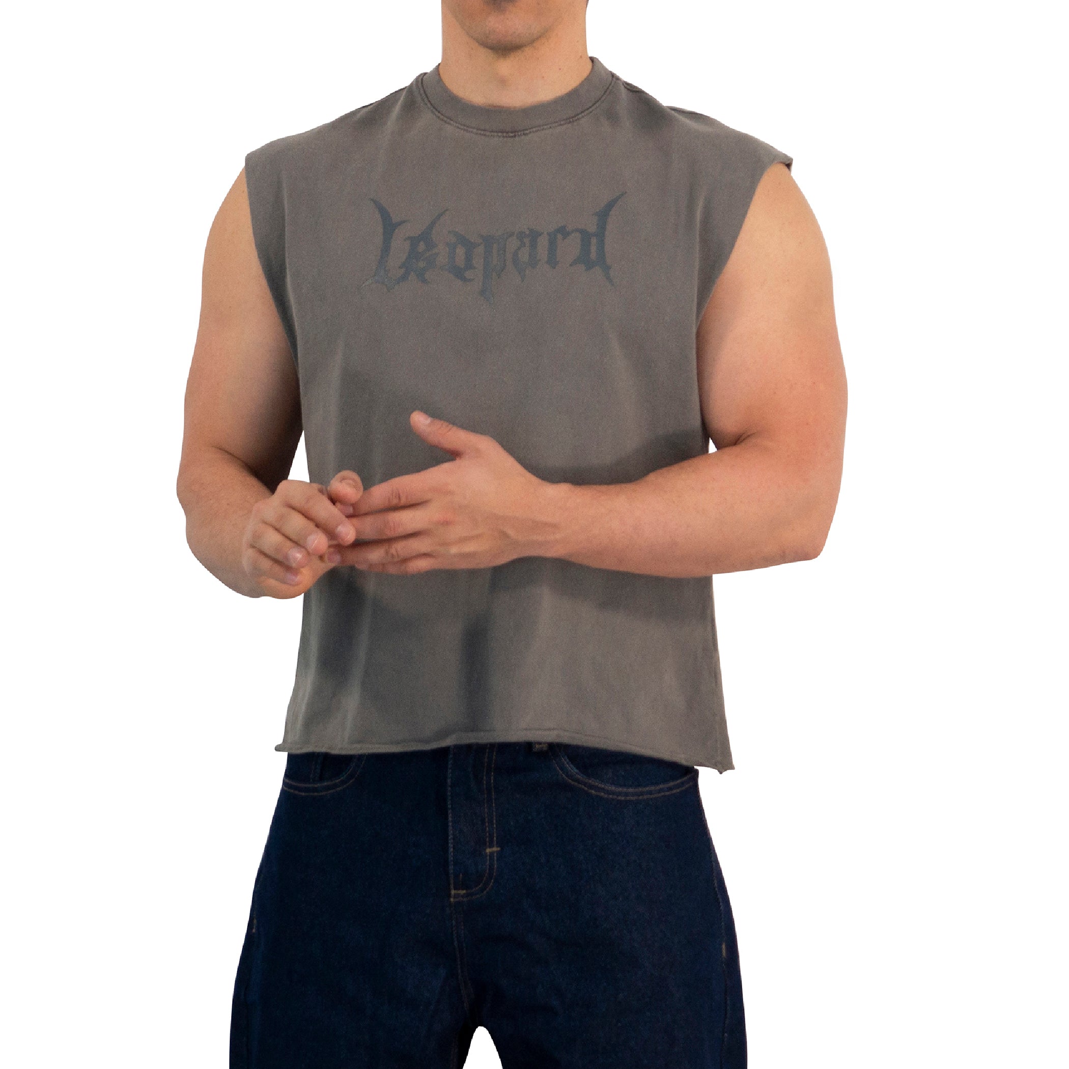 Playera Sleeveless Boxy | Oversized Fit Dark Series Leopard Pigment Green