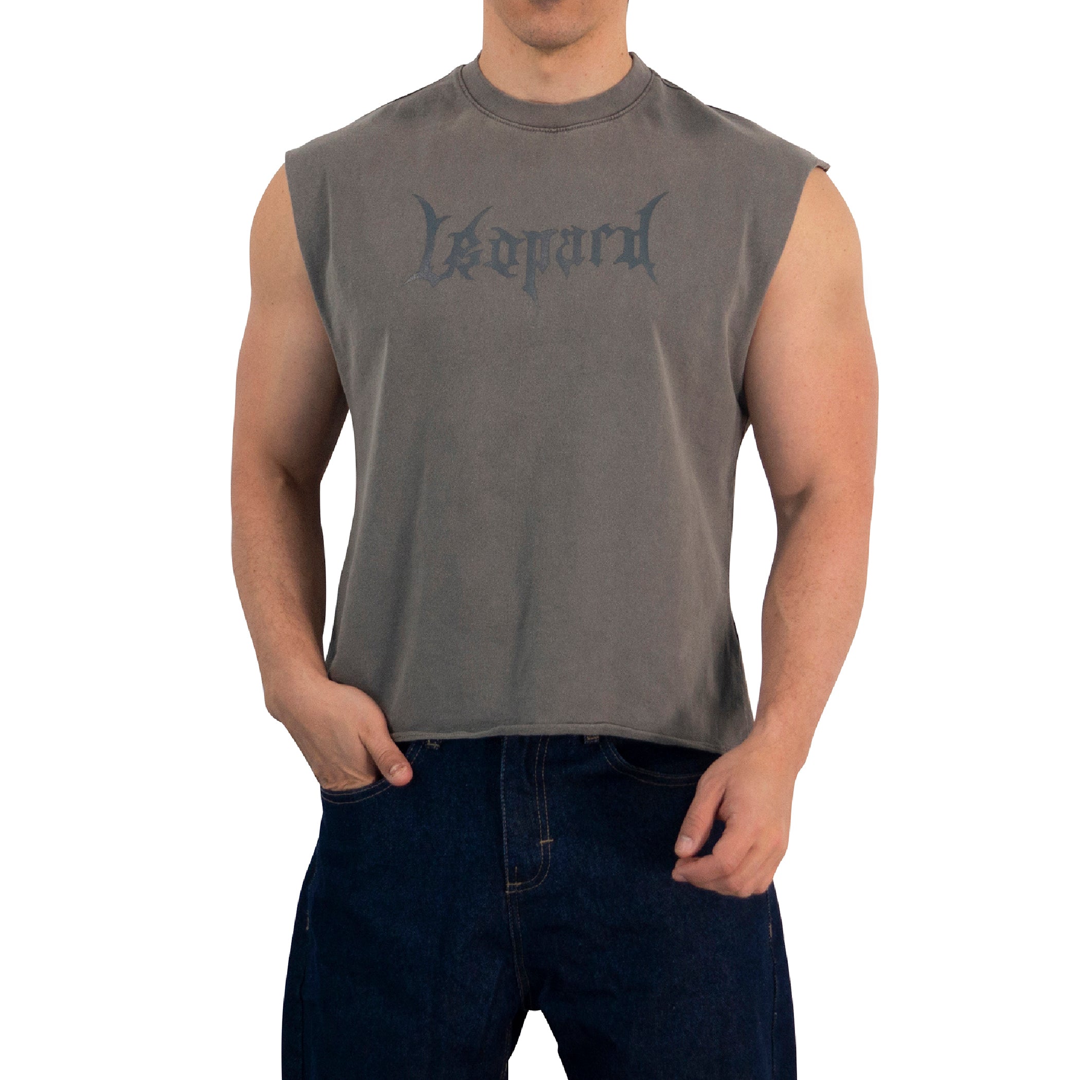 Playera Sleeveless Boxy | Oversized Fit Dark Series Leopard Pigment Green