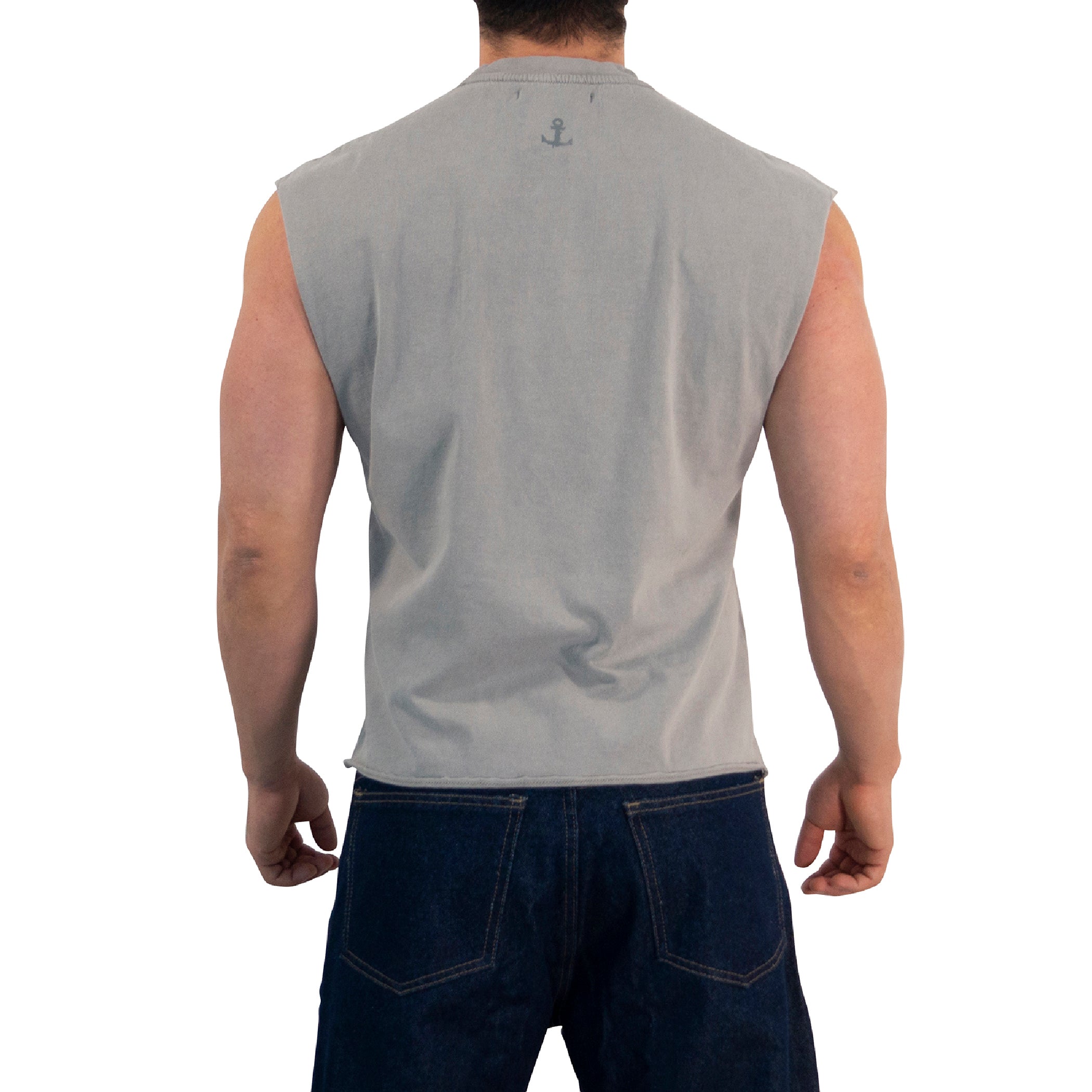 Playera Sleeveless Boxy | Oversized Fit Dark Series Leopard Pigment Light Gray