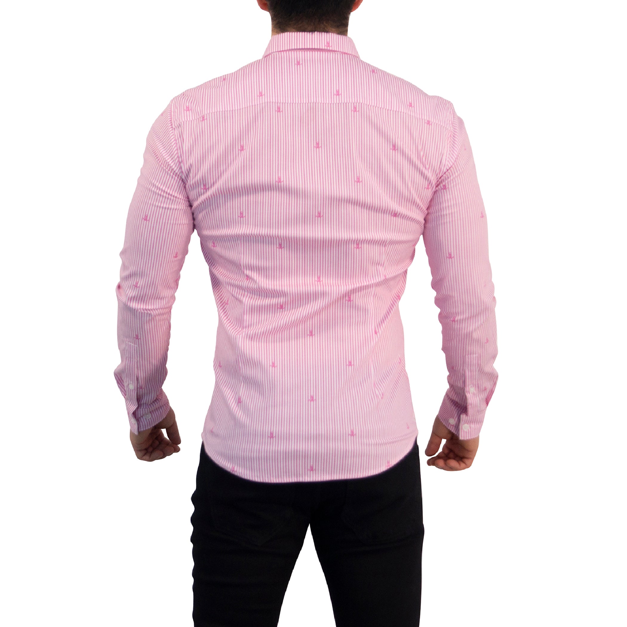 Camisa Slim Fit Anchor Stripes Pink