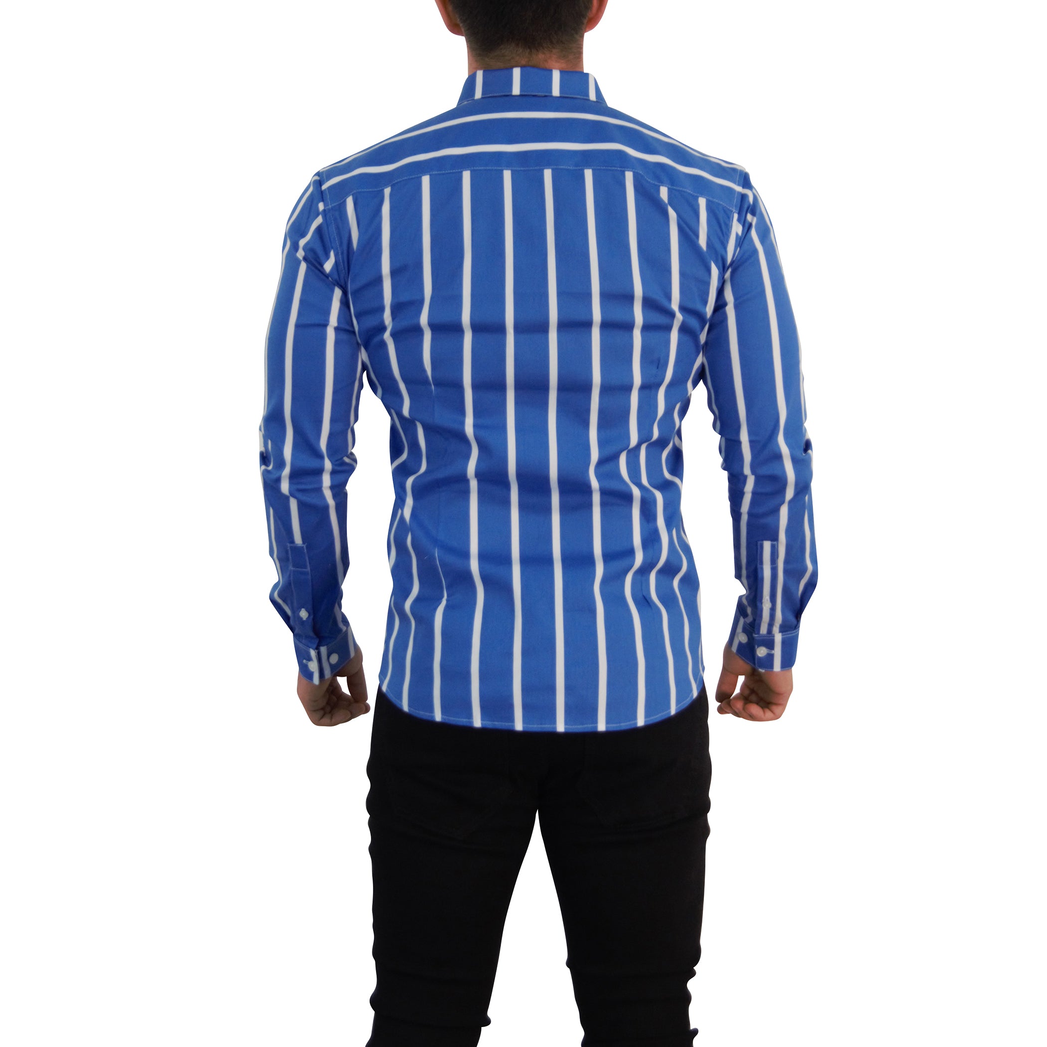 Camisa Slim Fit Light Stripe Clear Blue