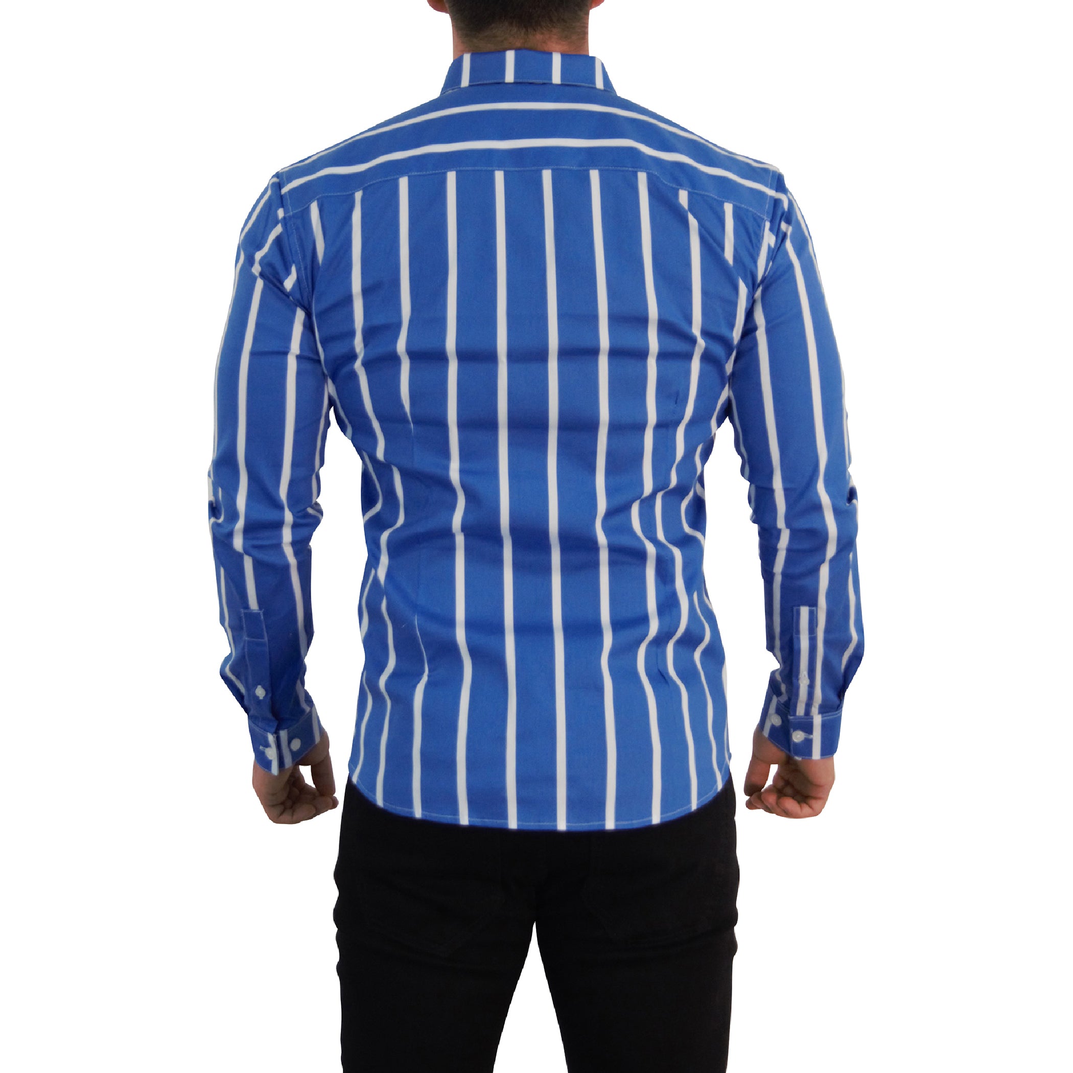 Camisa Slim Fit Light Stripe Clear Blue