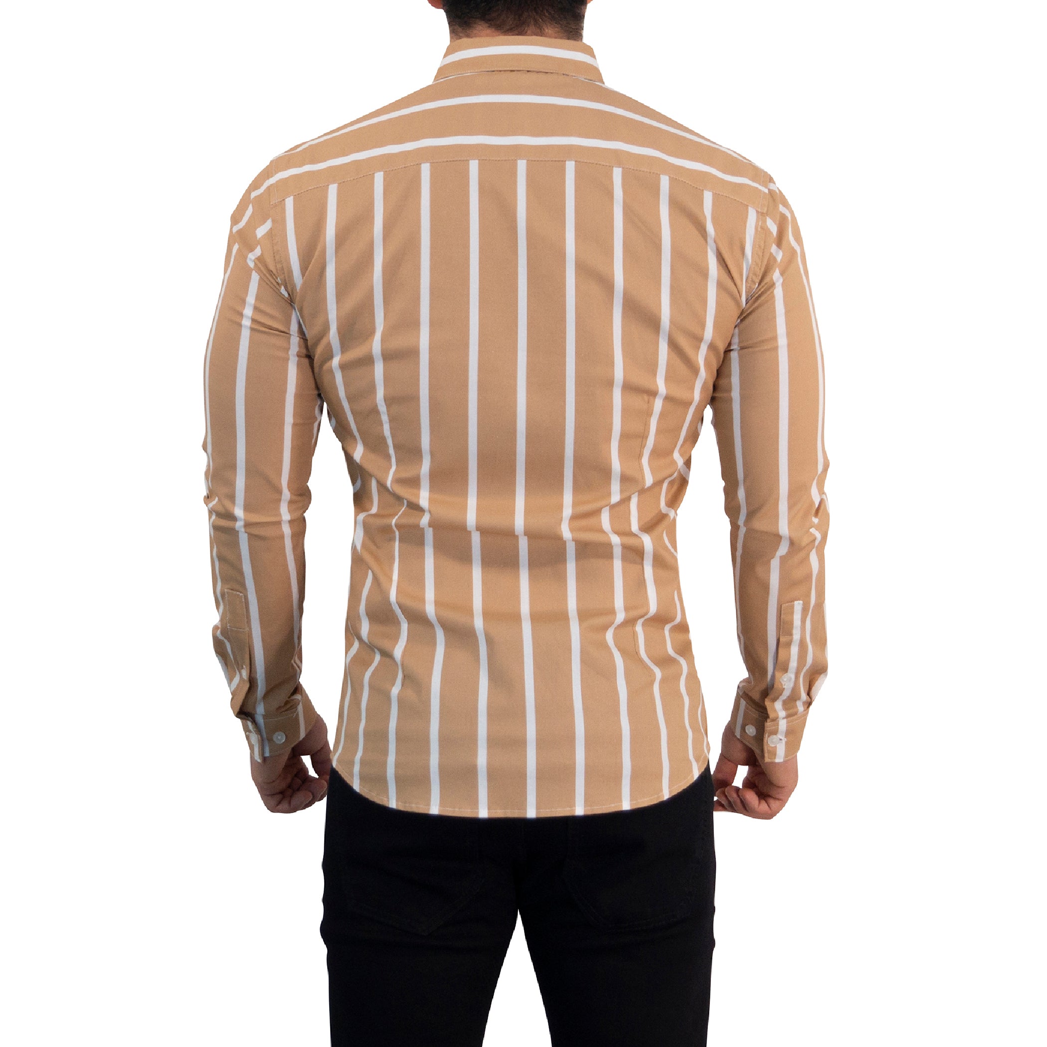 Camisa Slim Fit Light Stripe Mustard