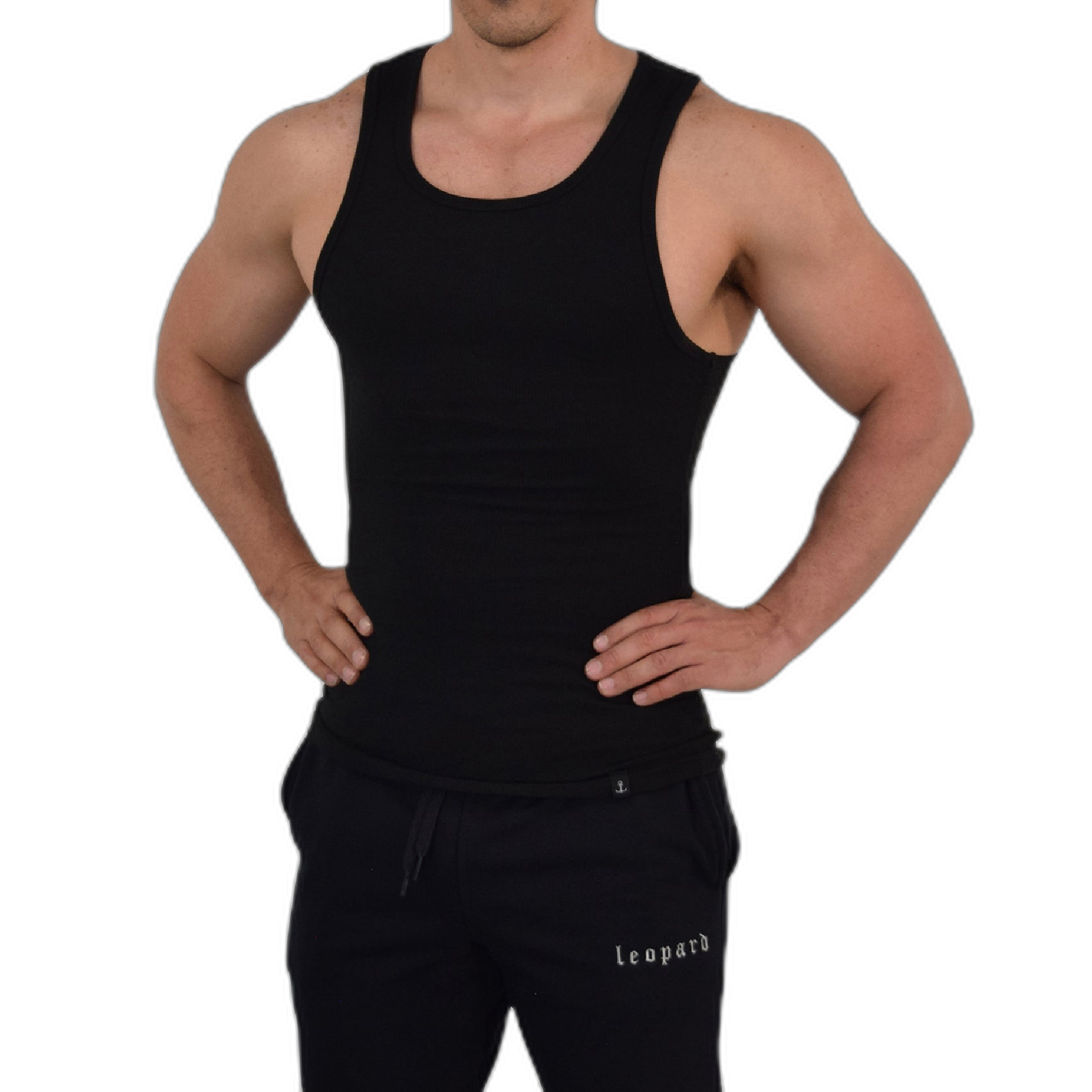 Muscle Ribbed Tank Black