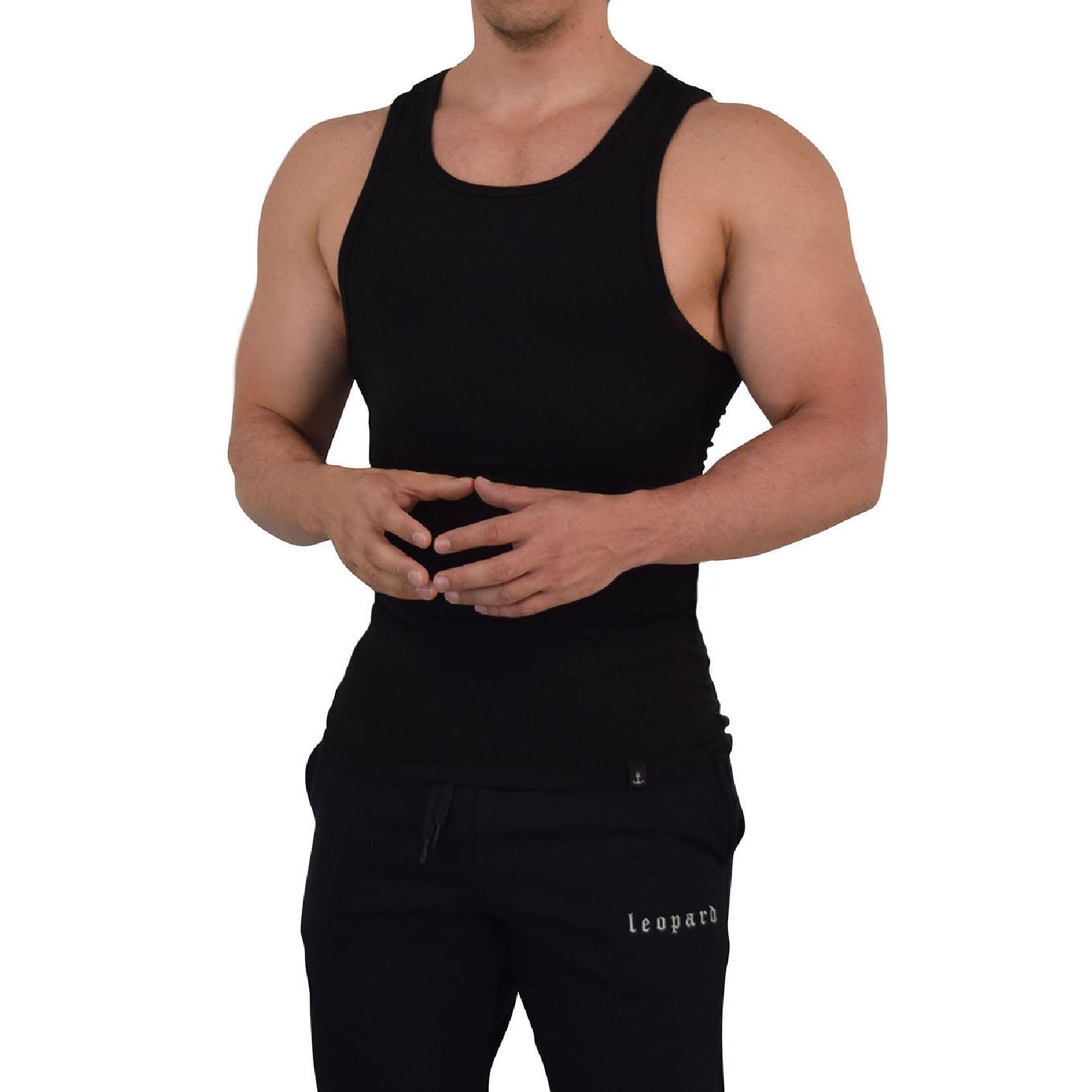Gym Stringer Tank Solid Gray White Anchor