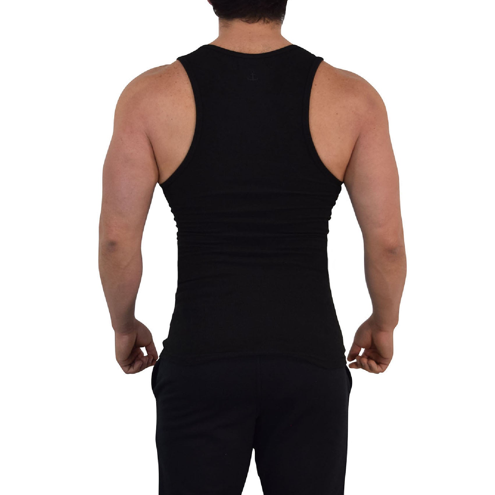 Gym Stringer Tank Solid Gray White Anchor