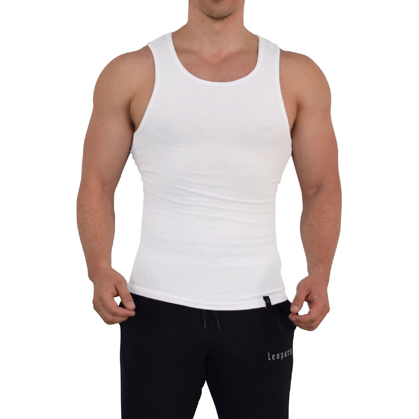 Muscle Ribbed Tank White