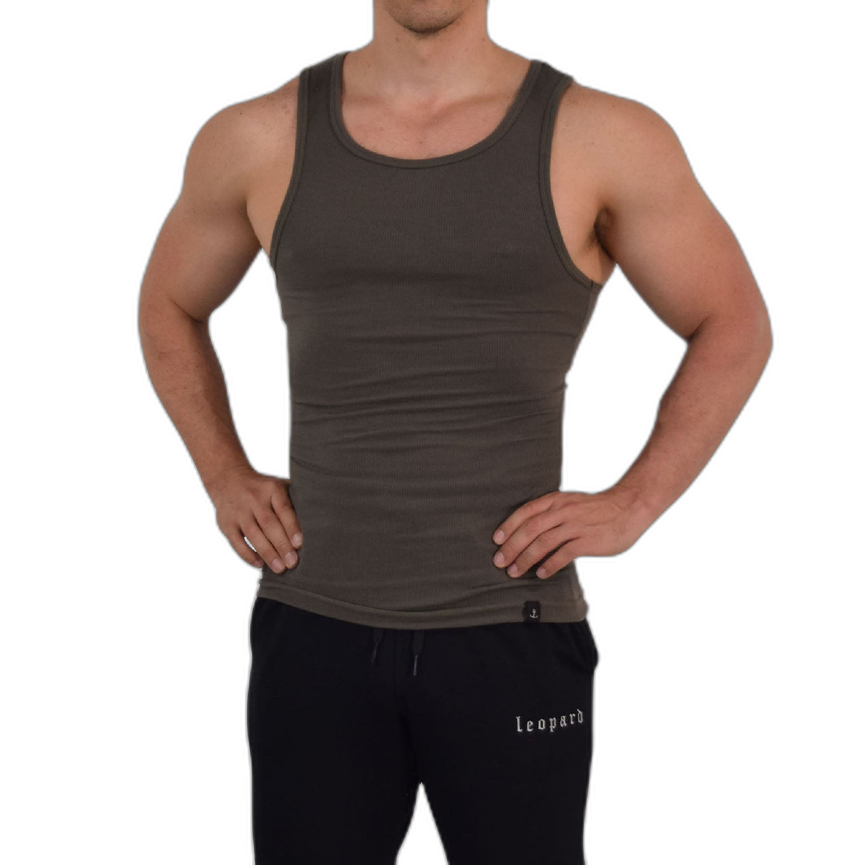 Muscle Ribbed Tank Olive