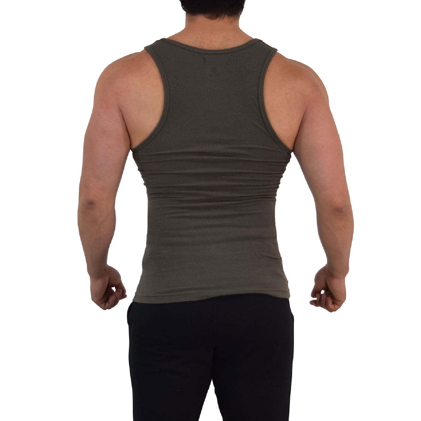 Muscle Ribbed Tank Olive