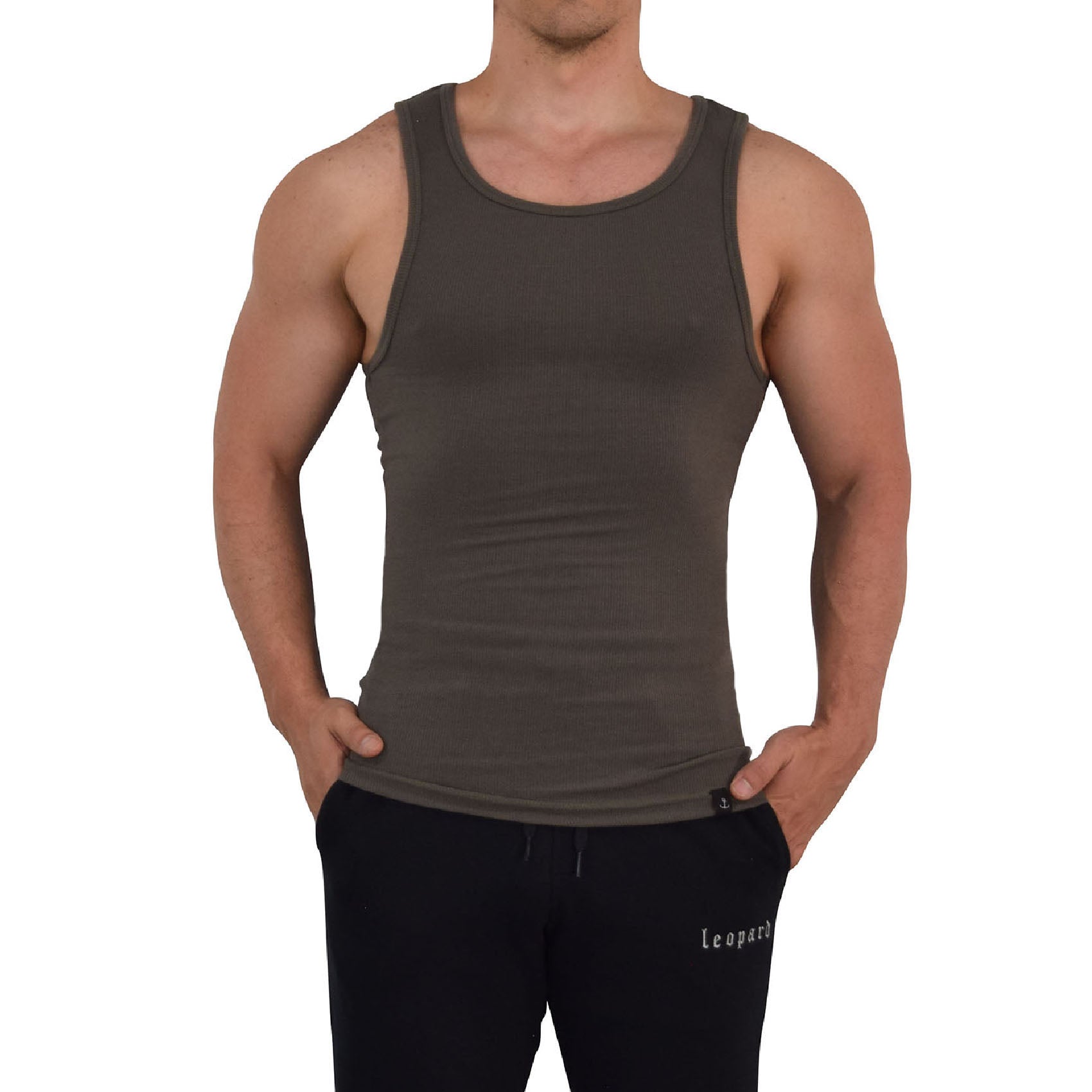 Muscle Ribbed Tank Olive