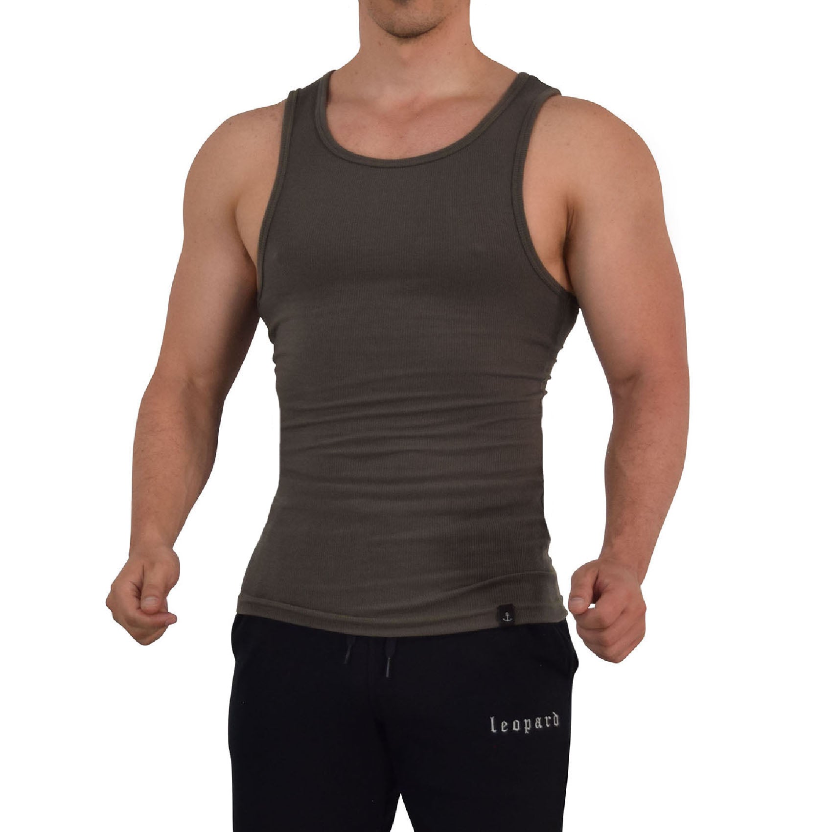 Muscle Ribbed Tank Olive