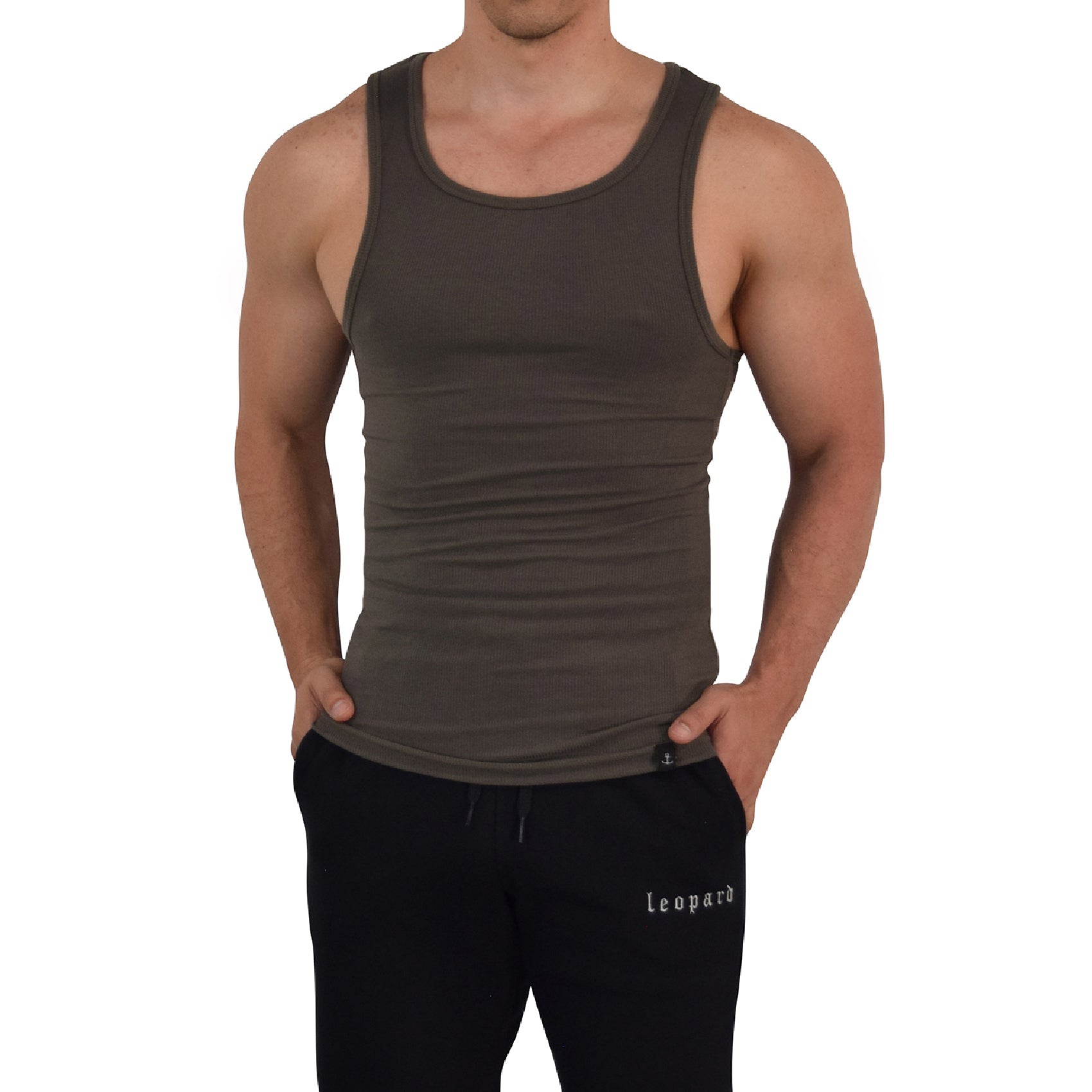 Muscle Ribbed Tank Olive