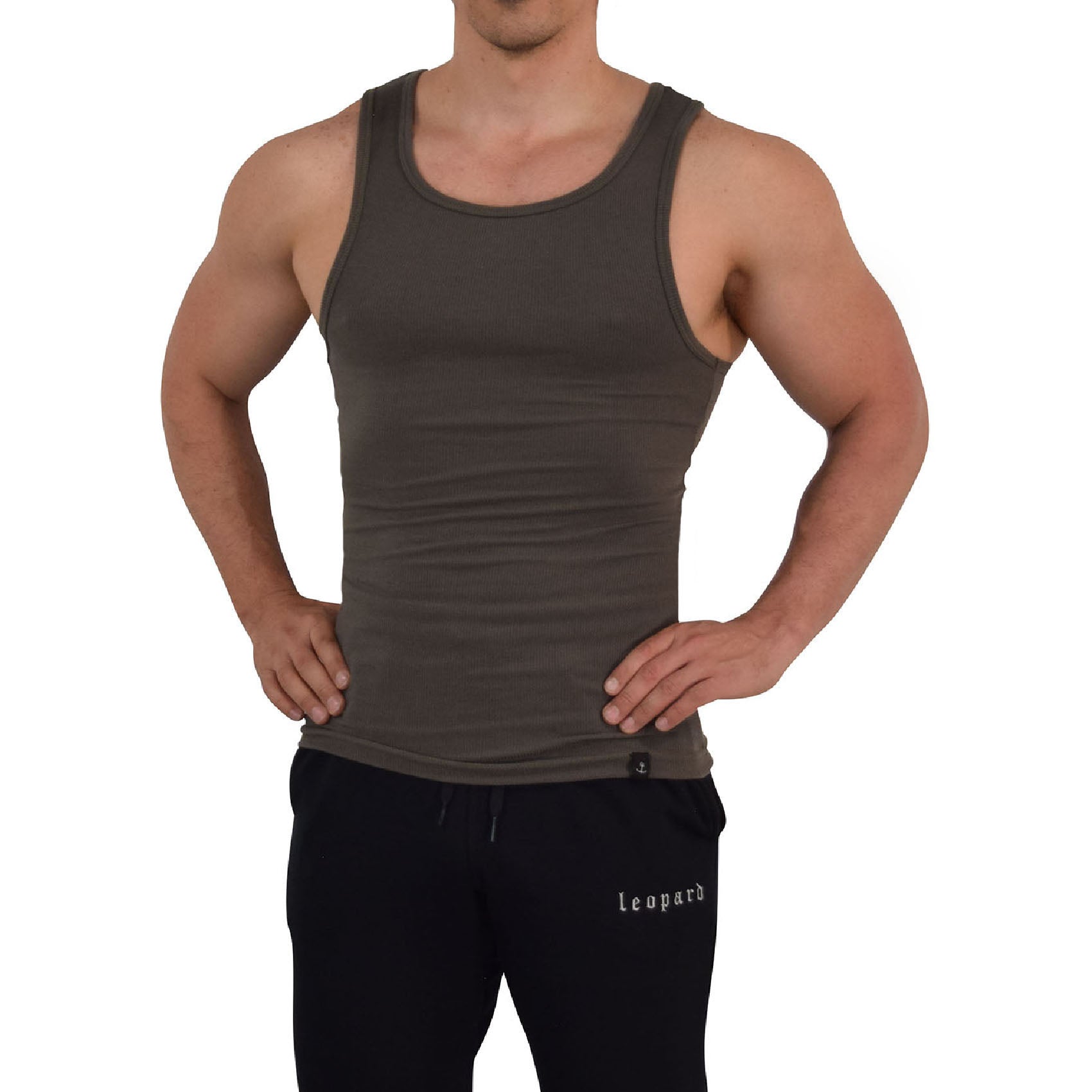 Muscle Ribbed Tank Olive