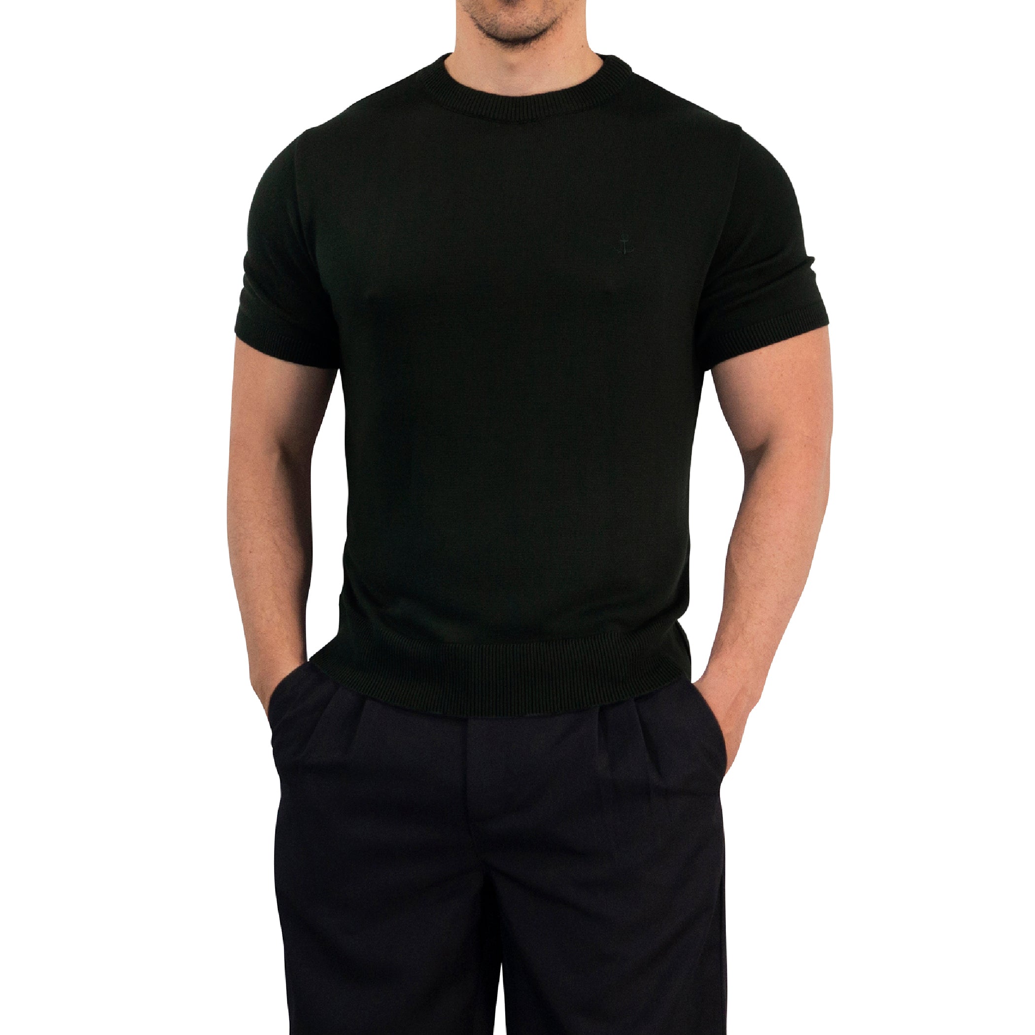 Zipped Short Sleeve Polo Full Black