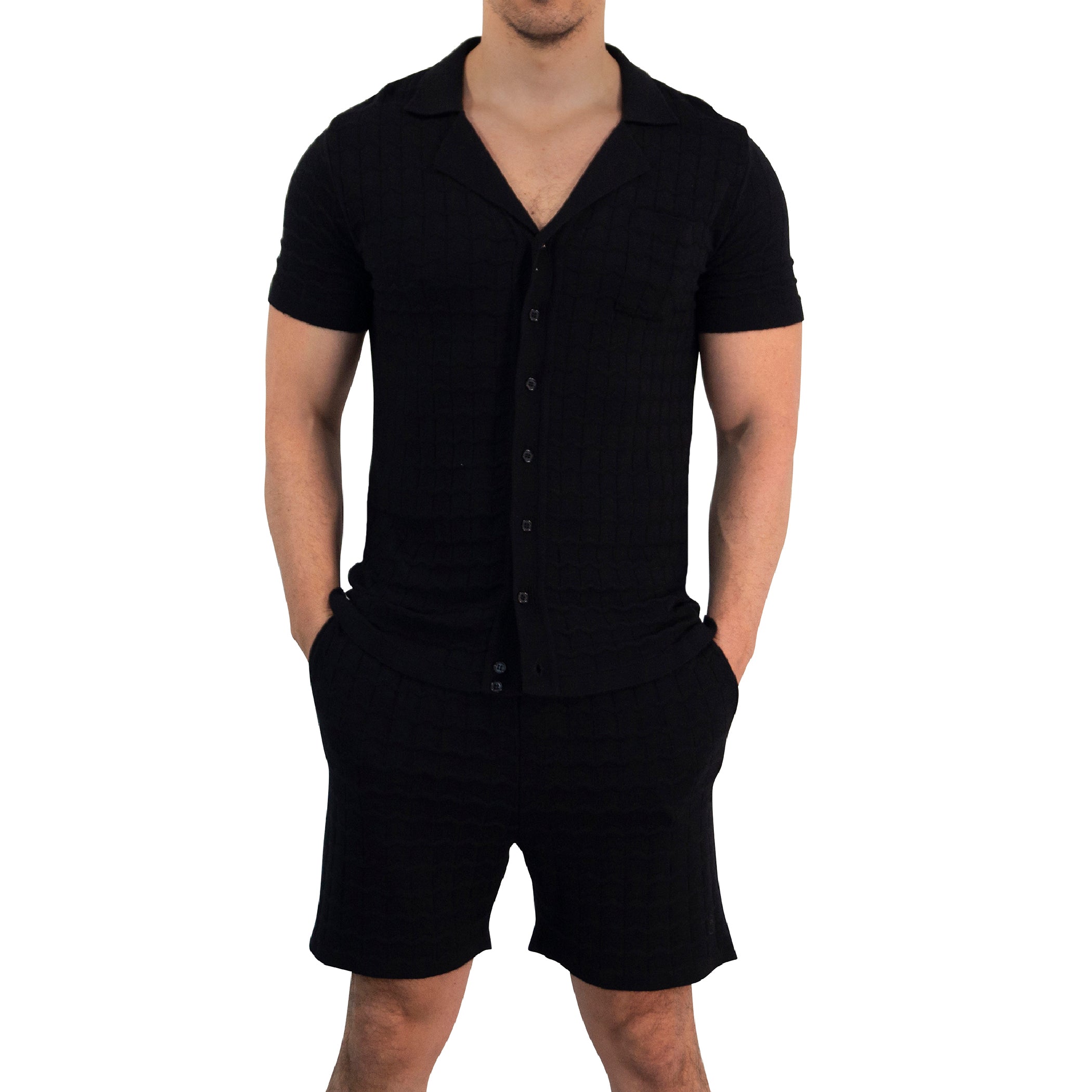 Zipped Short Sleeve Polo Full Black