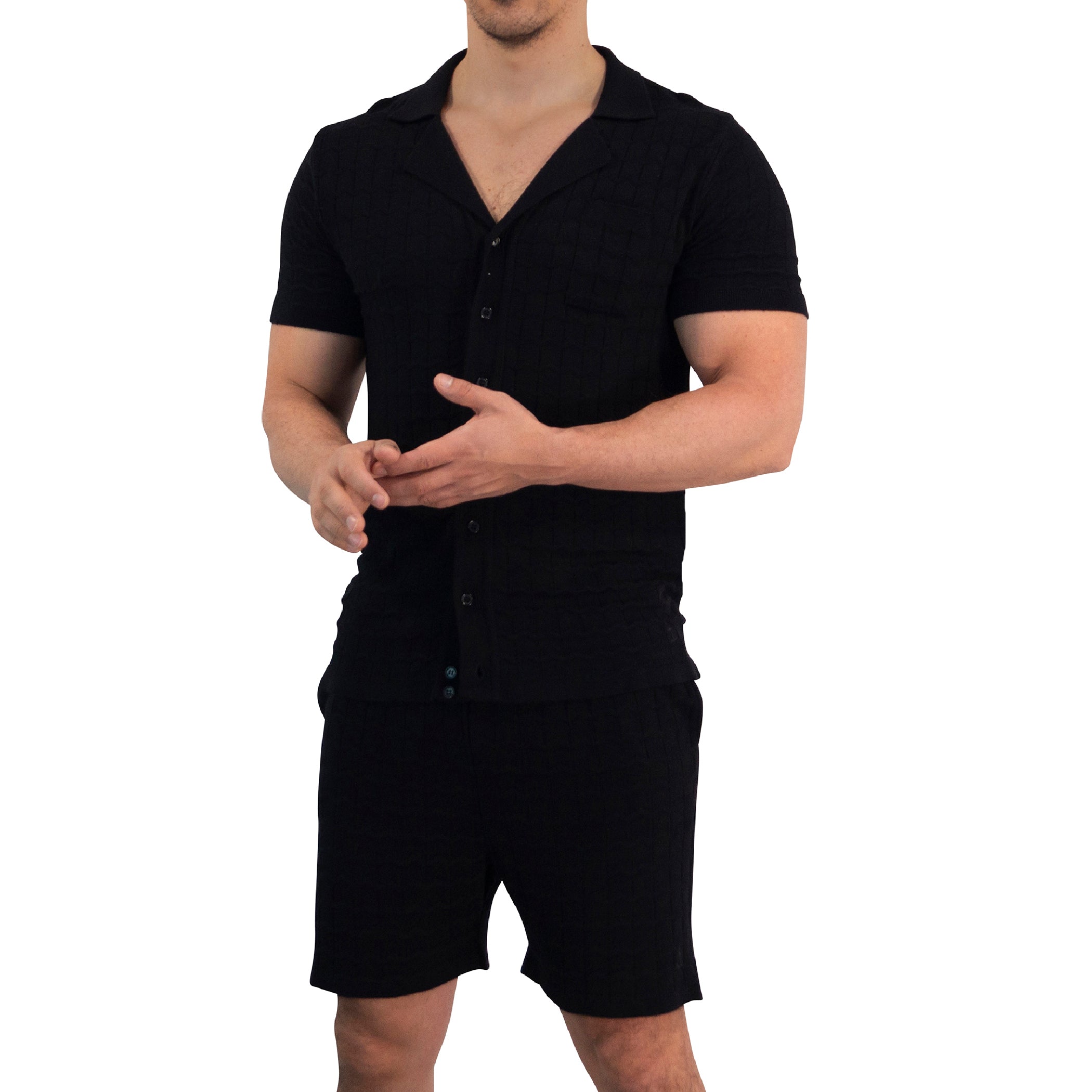 Zipped Short Sleeve Polo Full Black