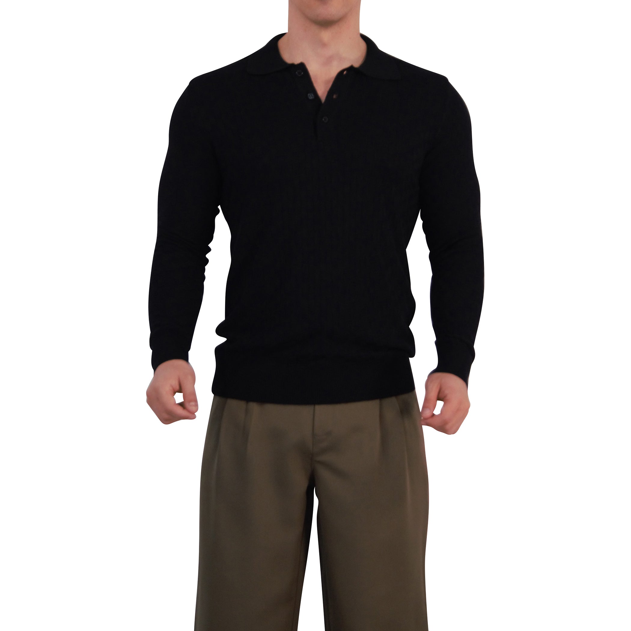 Knitted Connery Polo Manga Larga Black