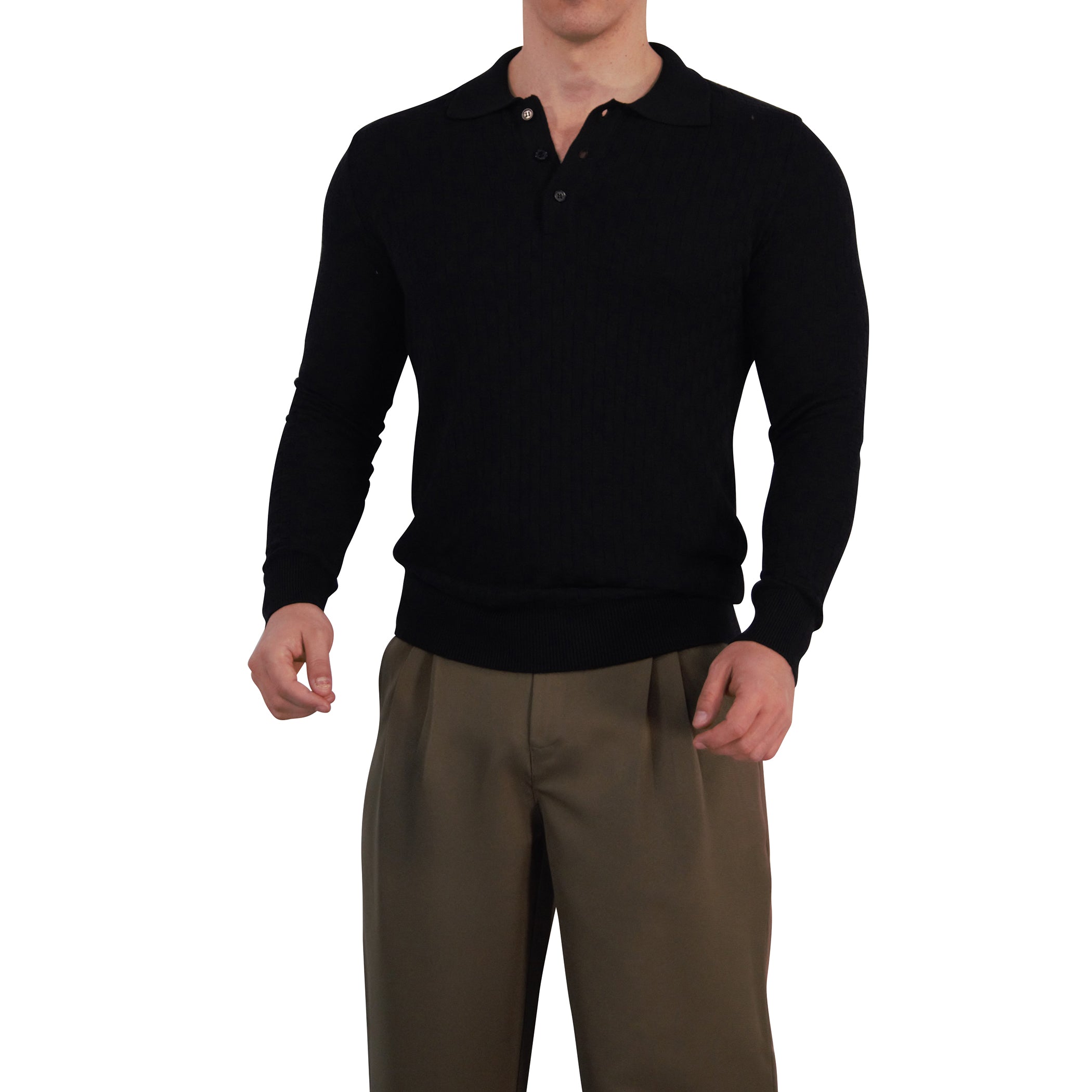 Knitted Connery Polo Manga Larga Black