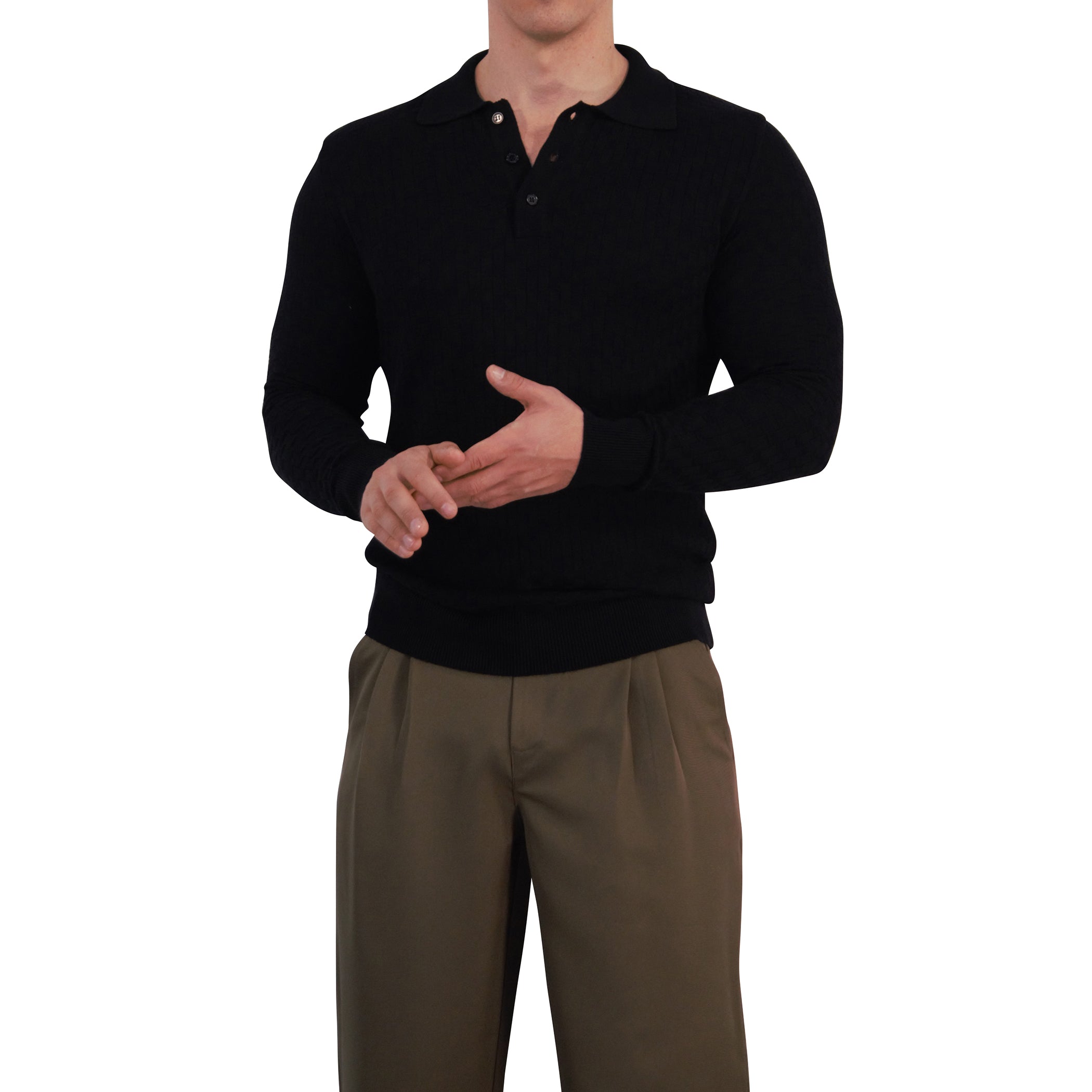 Knitted Connery Polo Manga Larga Black