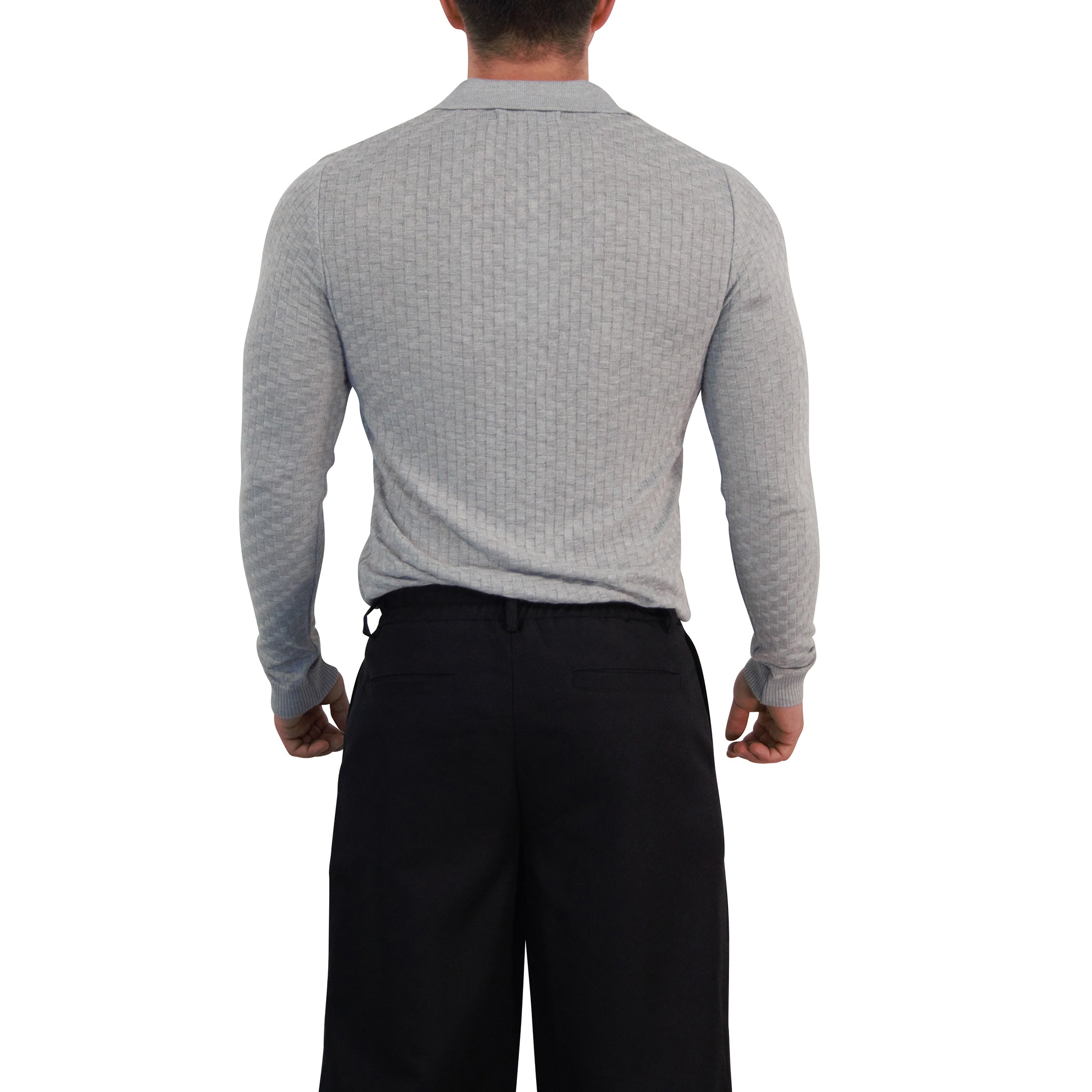 Knitted Connery Polo Manga Larga Light Gray