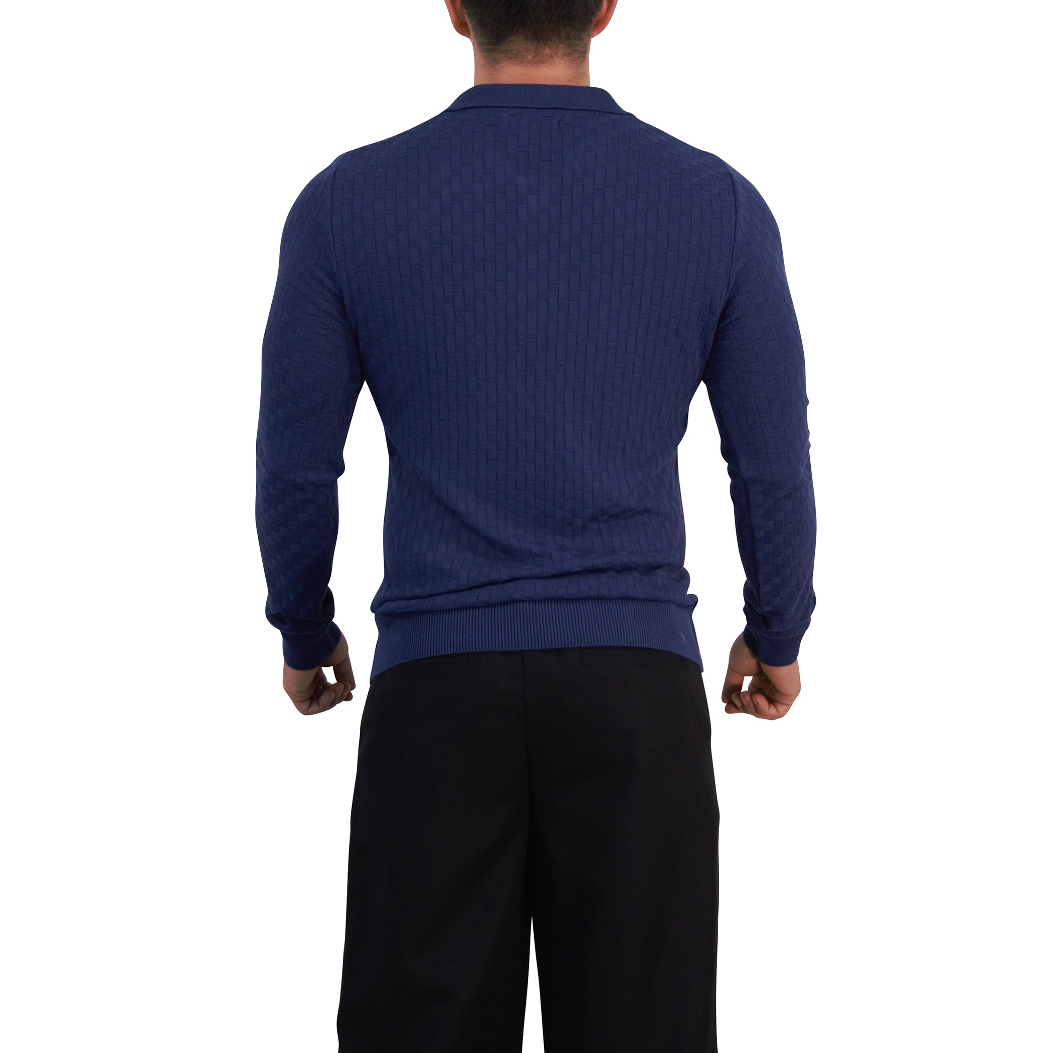 Knitted Connery Polo Manga Larga Dark Indigo