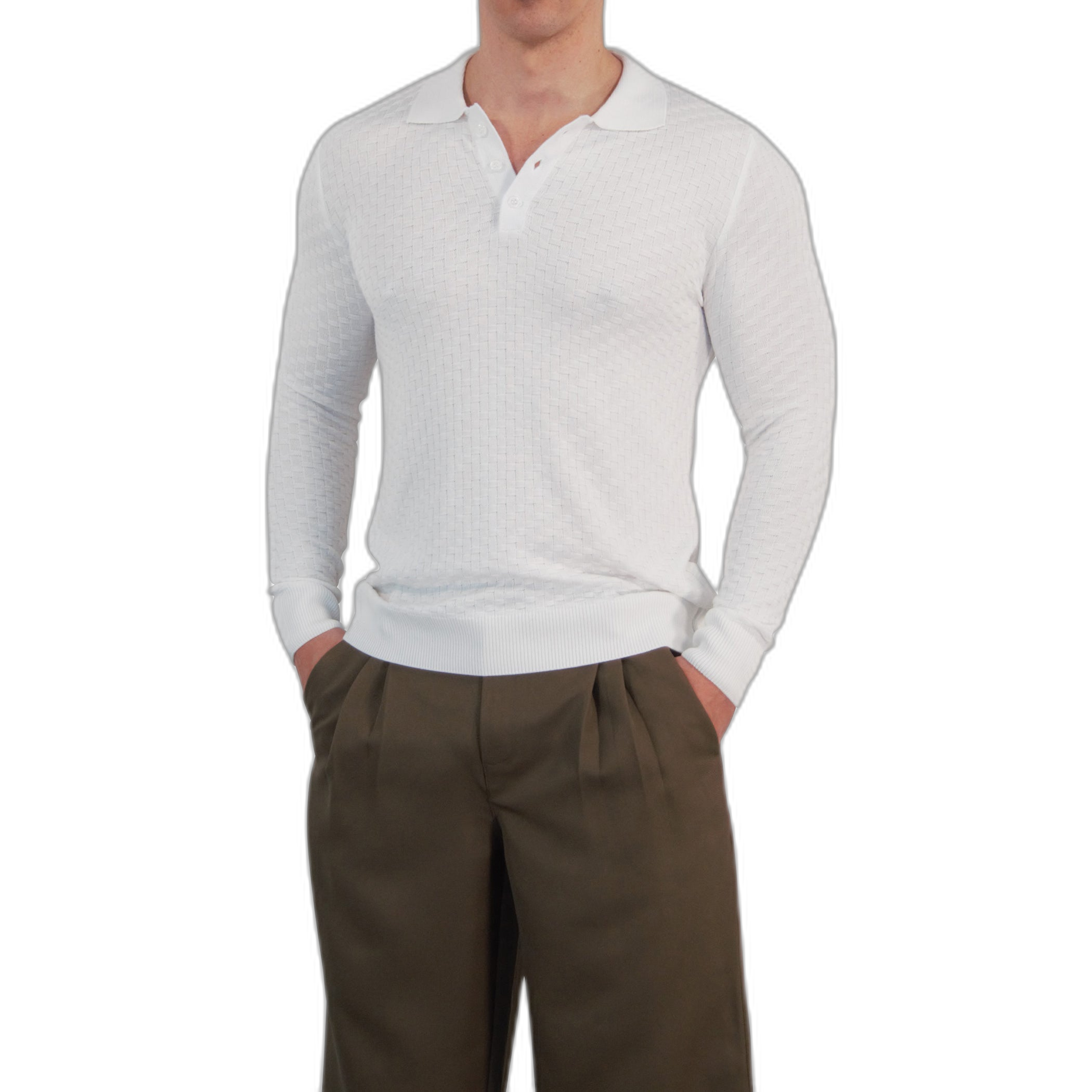 Knitted Connery Polo Manga Larga Off White