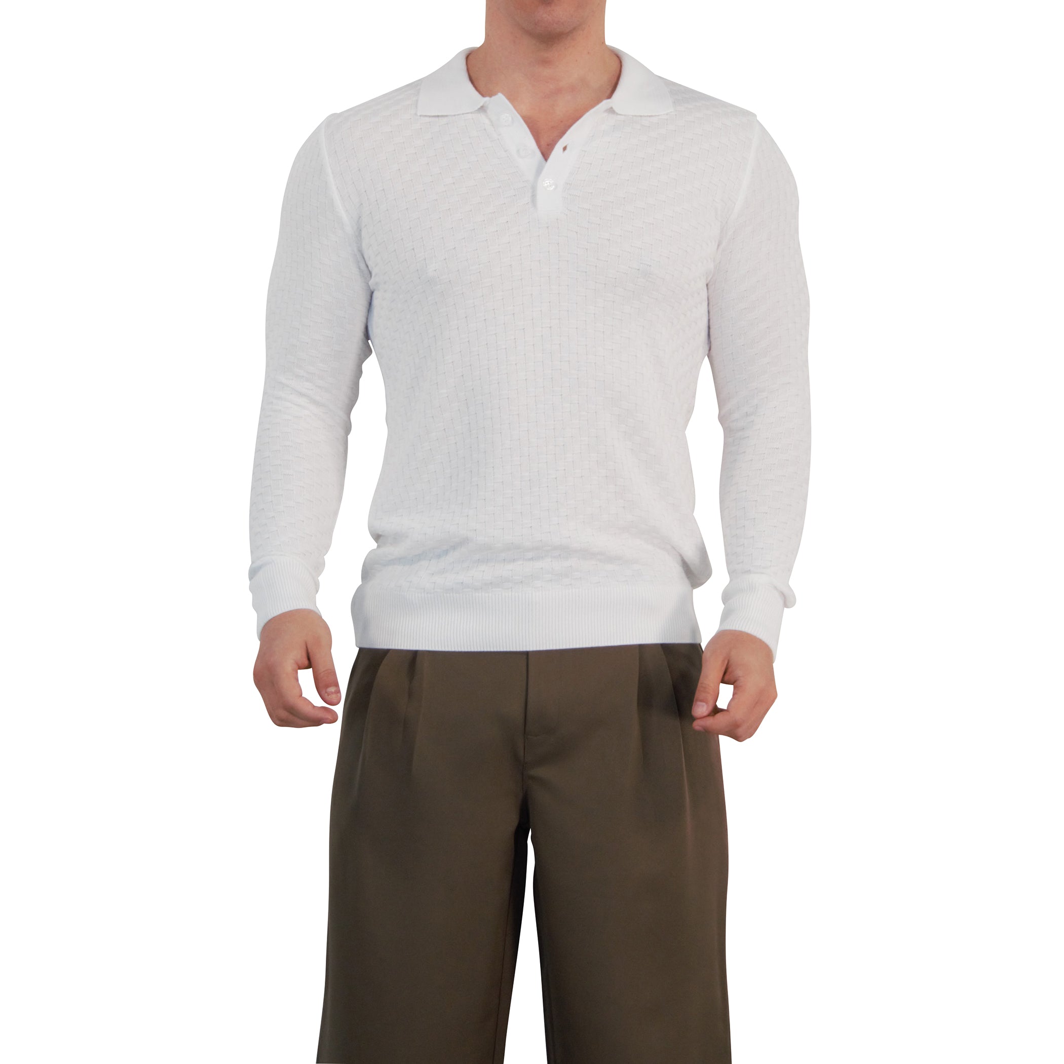 Knitted Connery Polo Manga Larga Off White