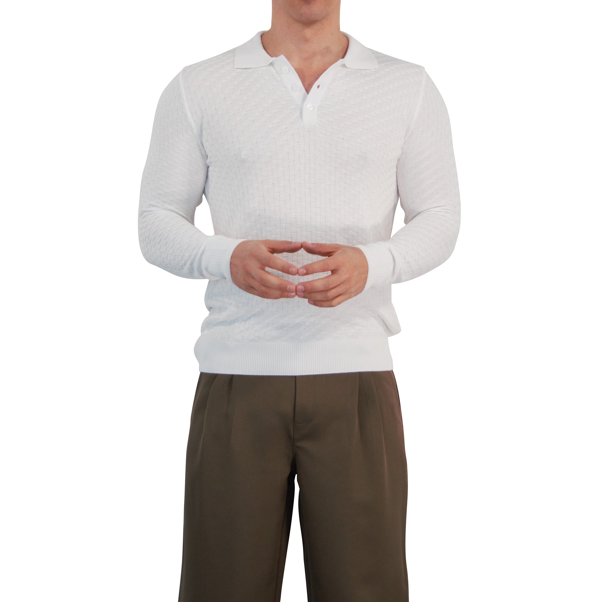 Knitted Connery Polo Manga Larga Off White
