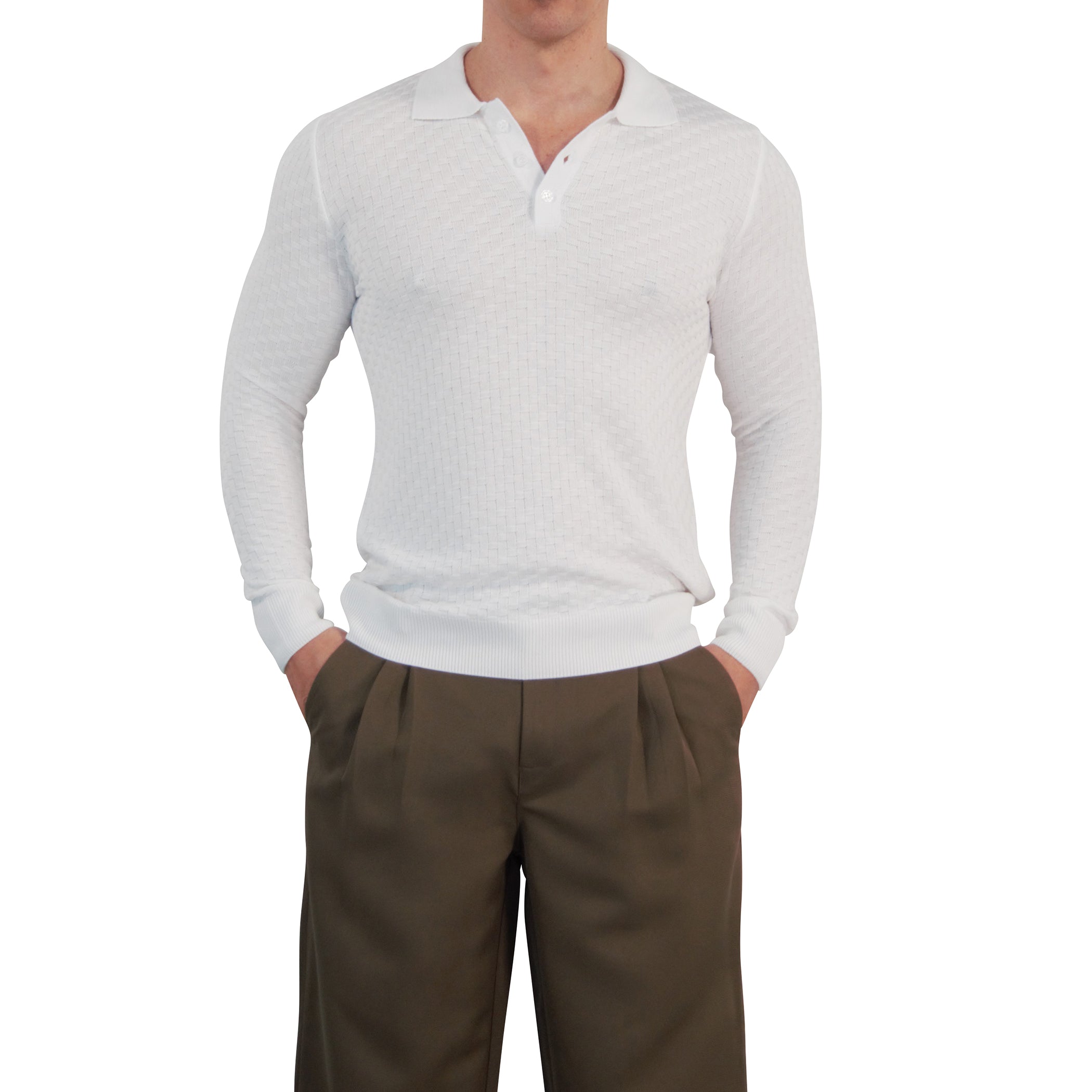 Knitted Connery Polo Manga Larga Off White