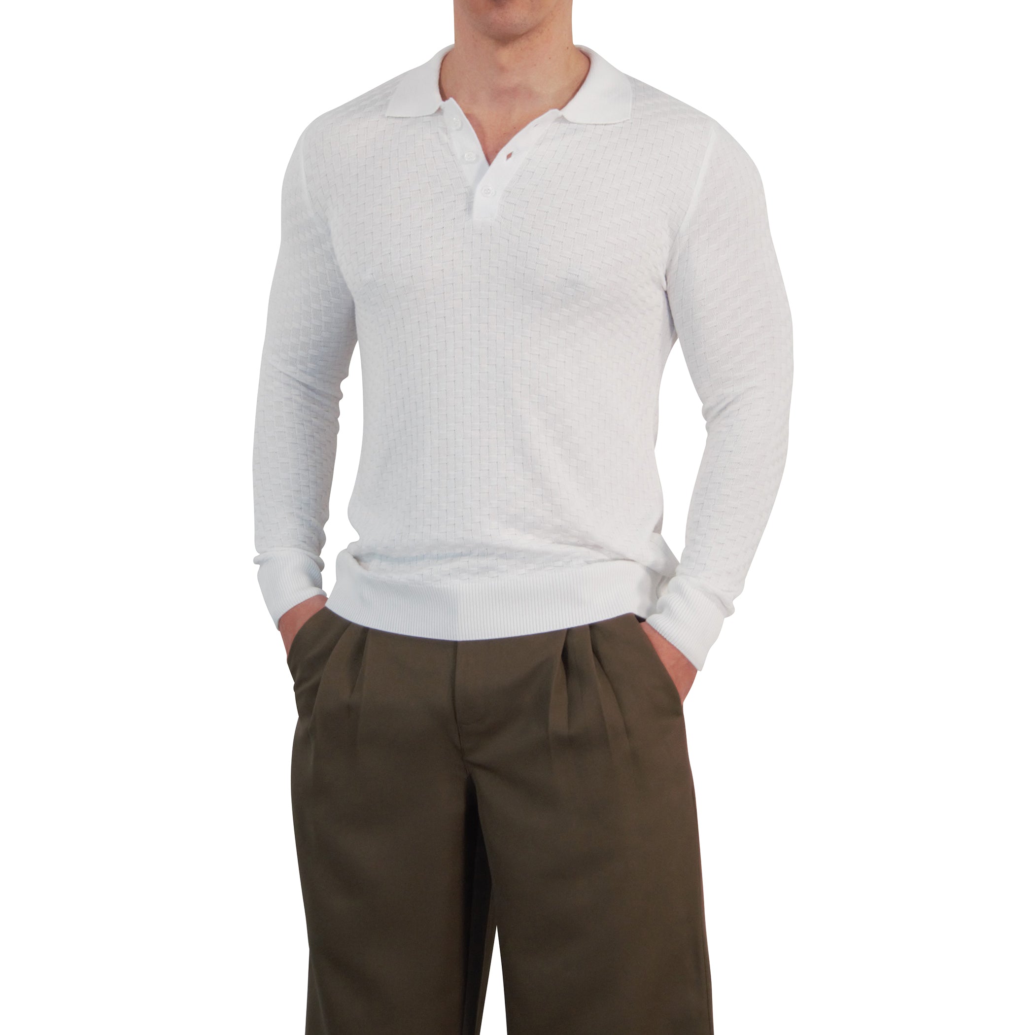 Knitted Connery Polo Manga Larga Off White
