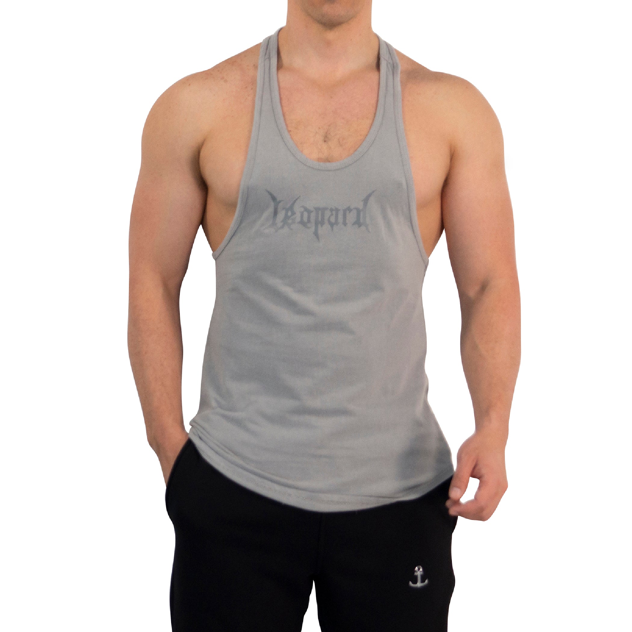 Playera Stringer Tank Dark Series Leopard Pigment Light Gray