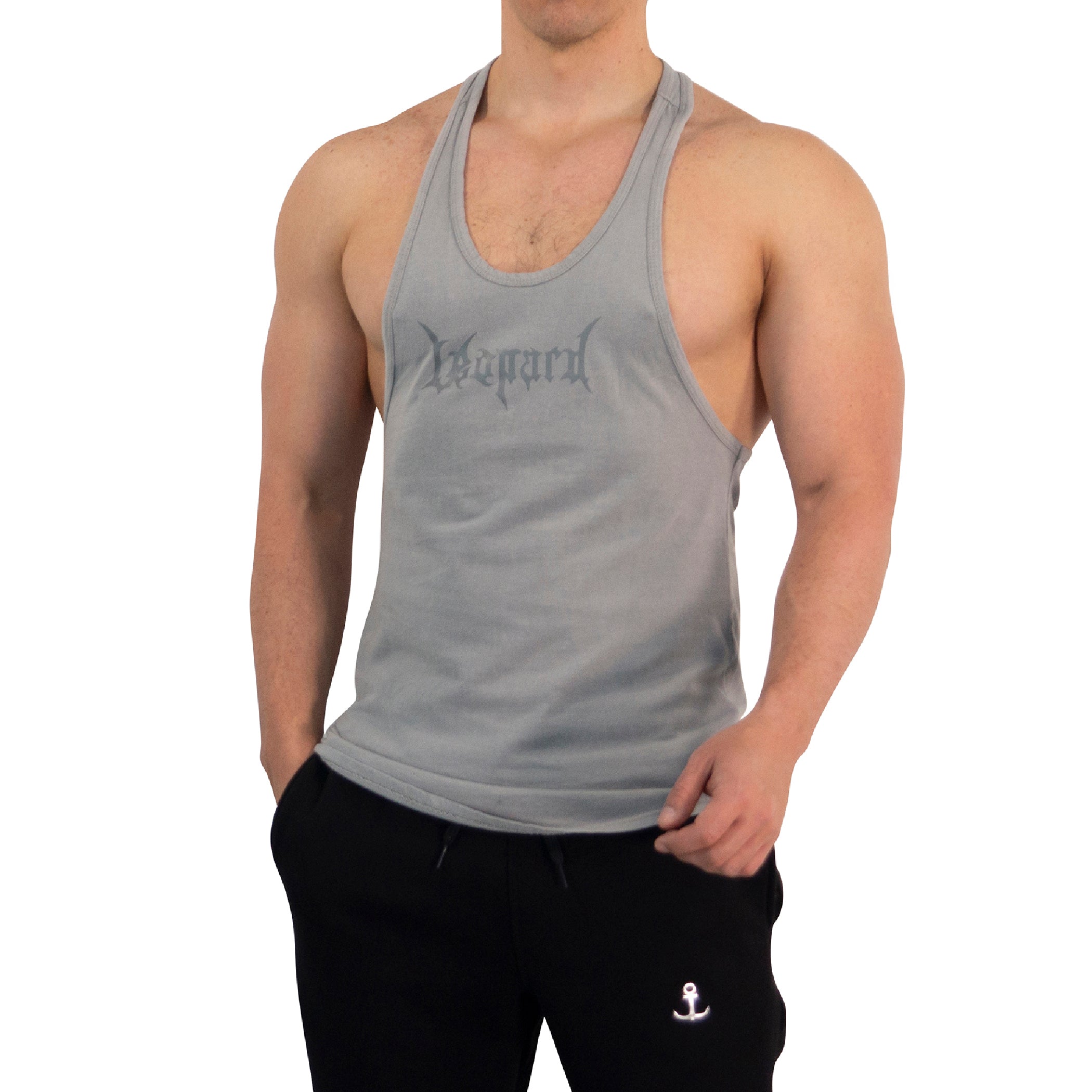 Playera Stringer Tank Dark Series Leopard Pigment Light Gray