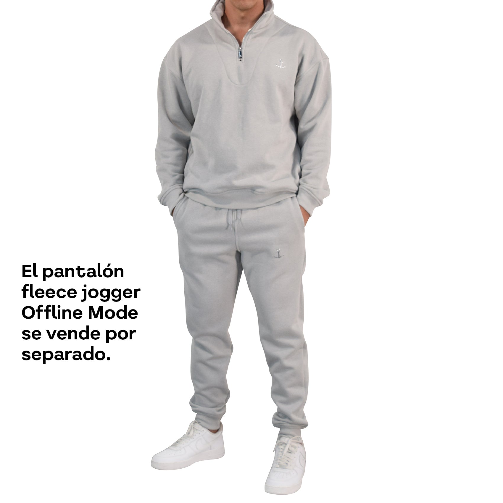 Fleece Pullover Hoodie Offline Mode Stone Gray