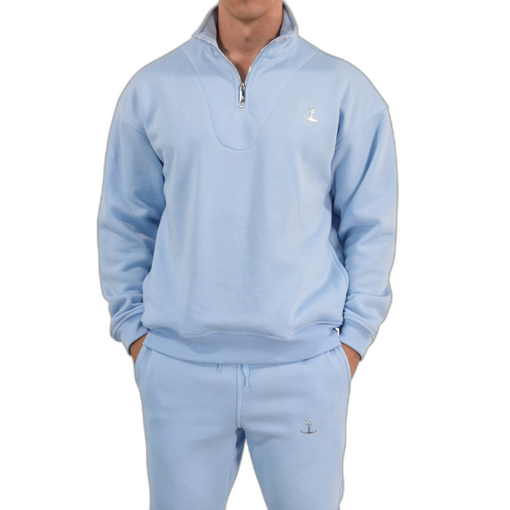 Fleece Pullover Hoodie Offline Mode Aegean Blue