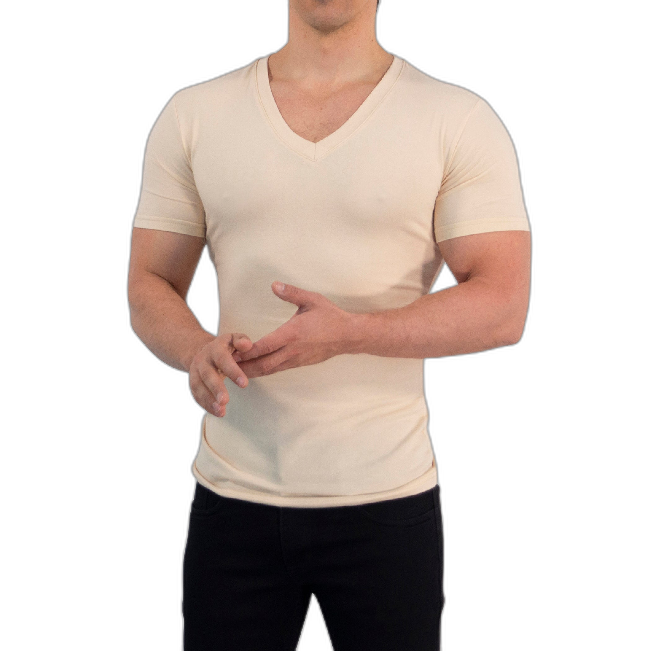 Playera Cuello V Profundo Beige