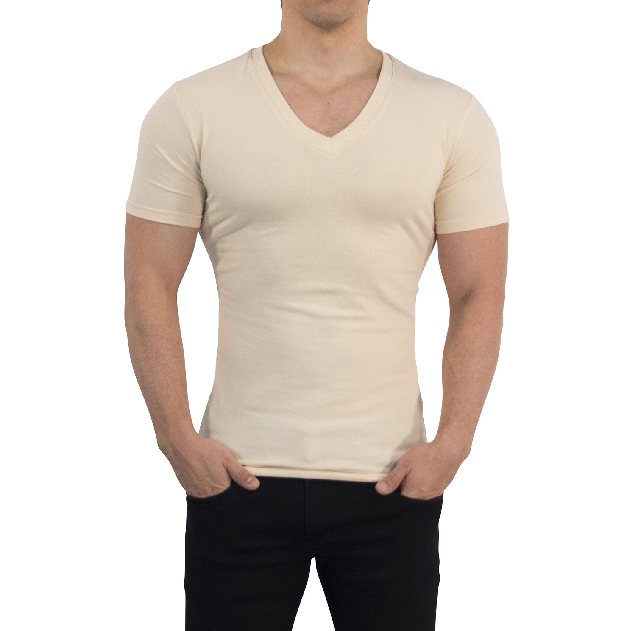 Playera Cuello V Profundo Beige