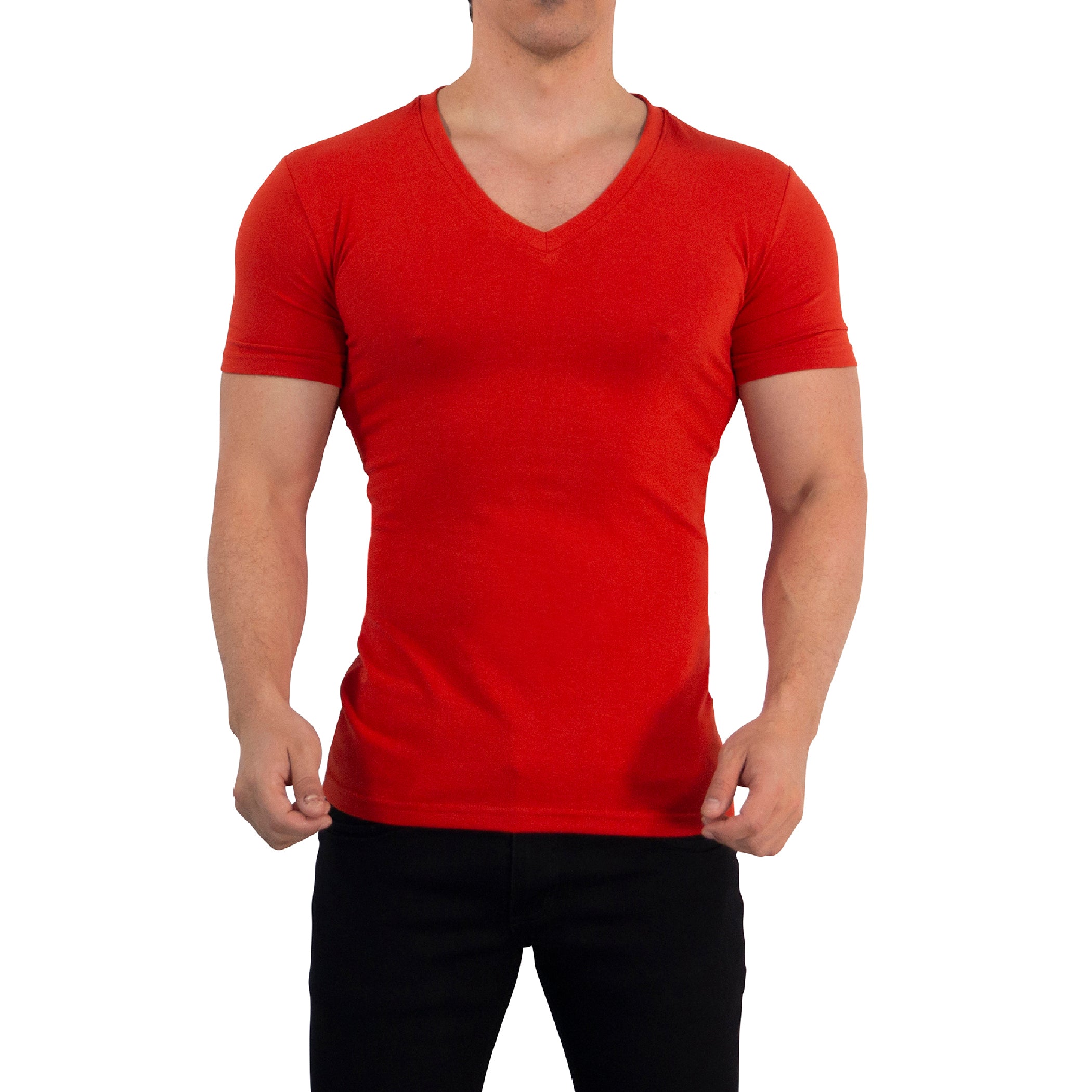 Red Deep V Neck T-shirt