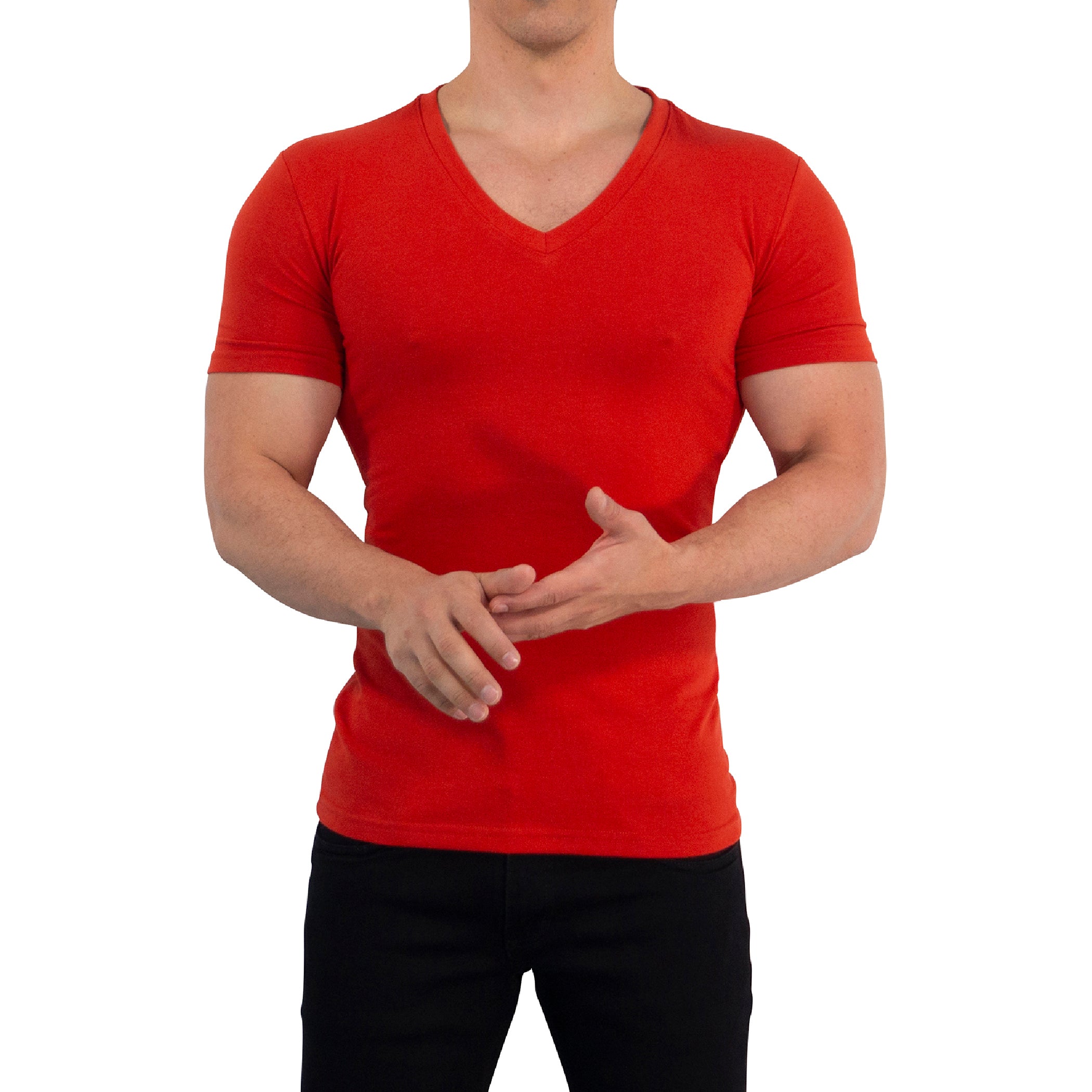 Red Deep V Neck T-shirt