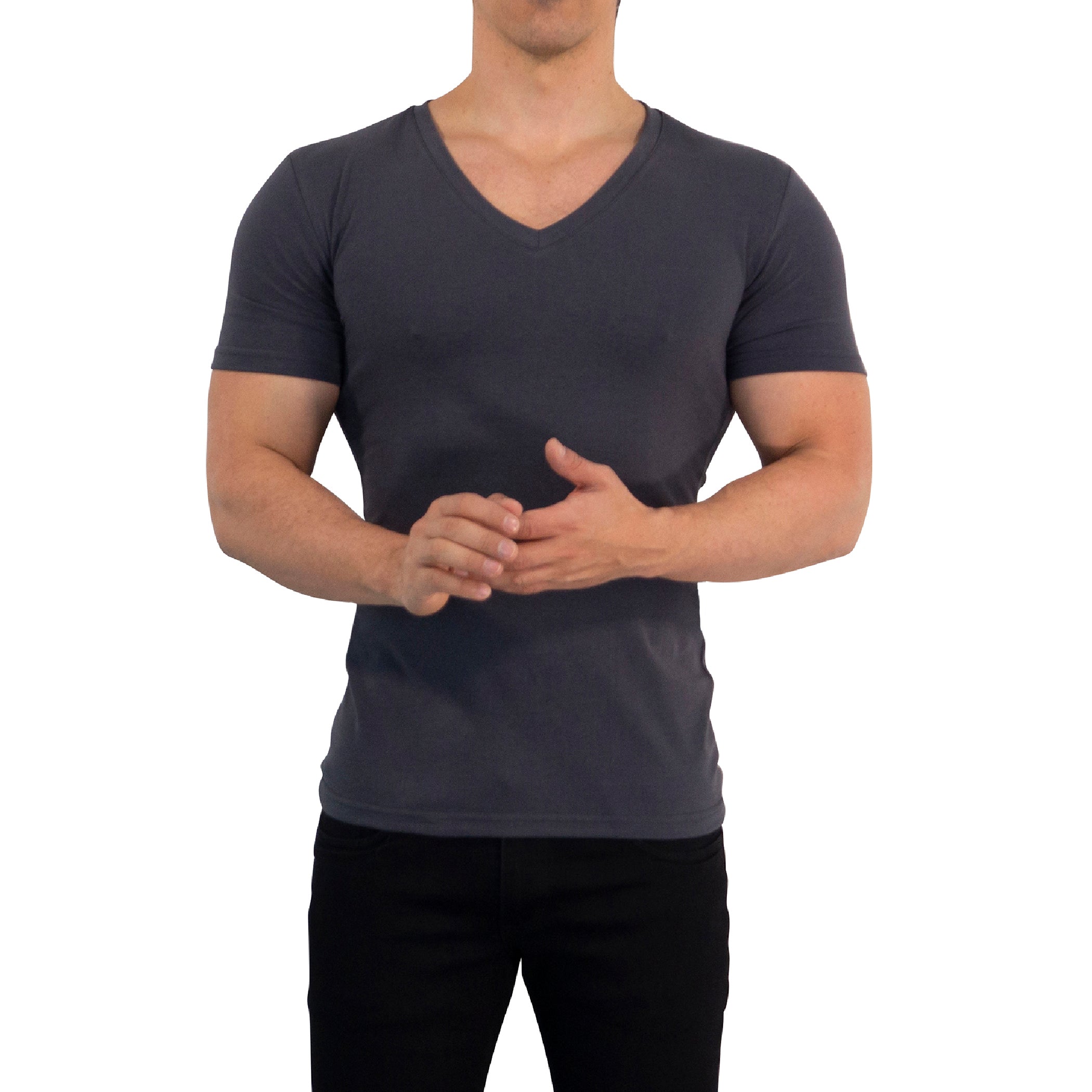 Playera Cuello V Profundo Gris Rata