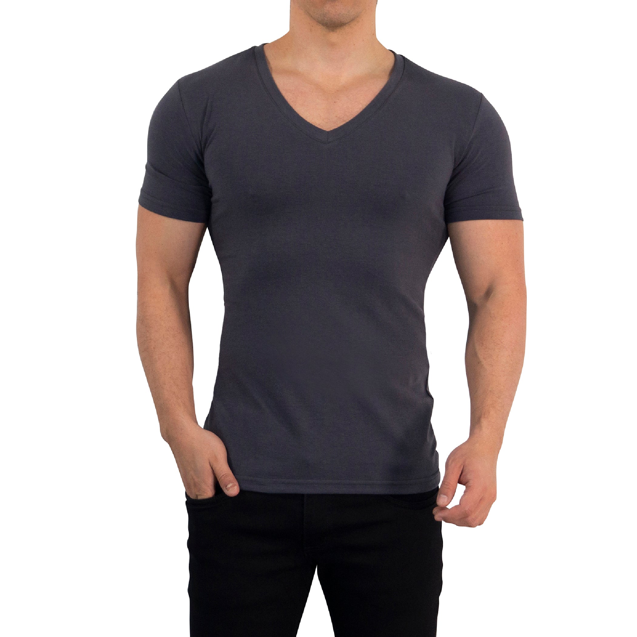 Playera Cuello V Profundo Gris Rata