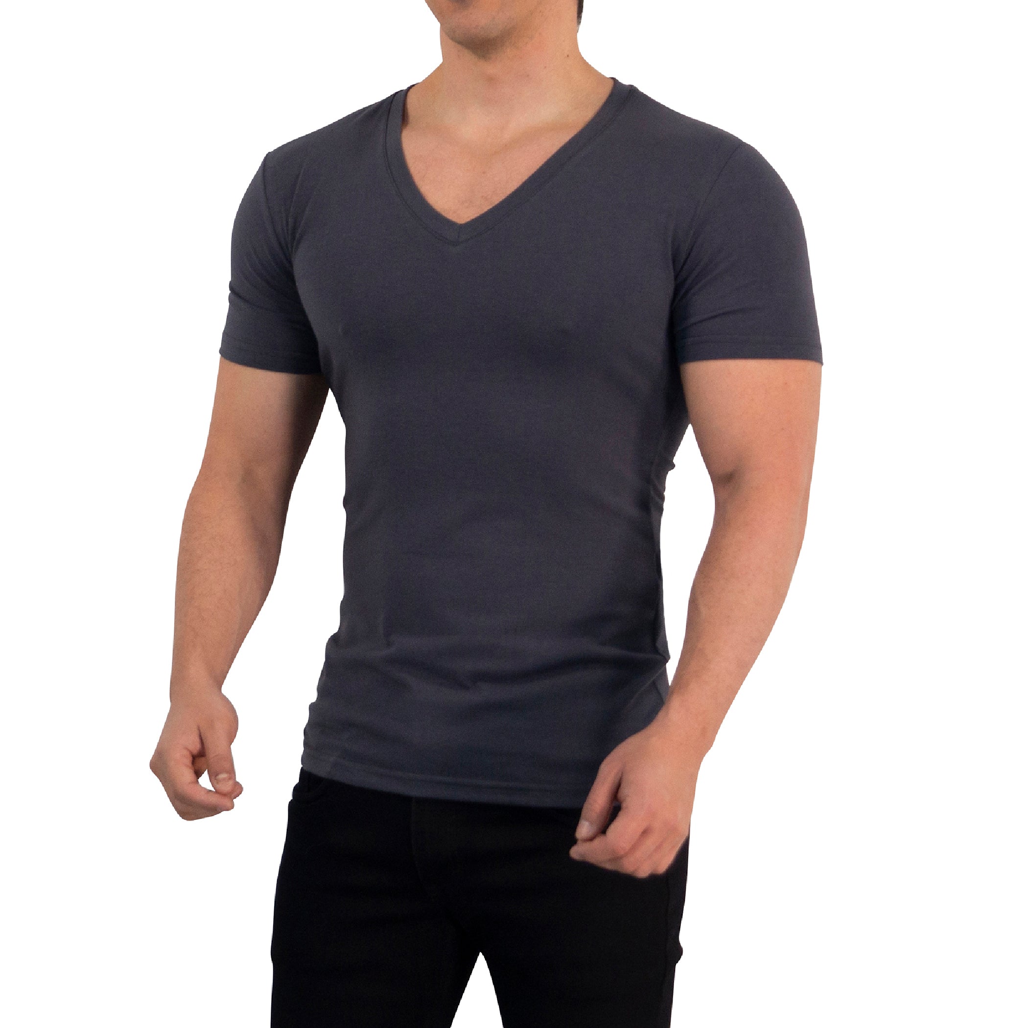Playera Cuello V Profundo Gris Rata