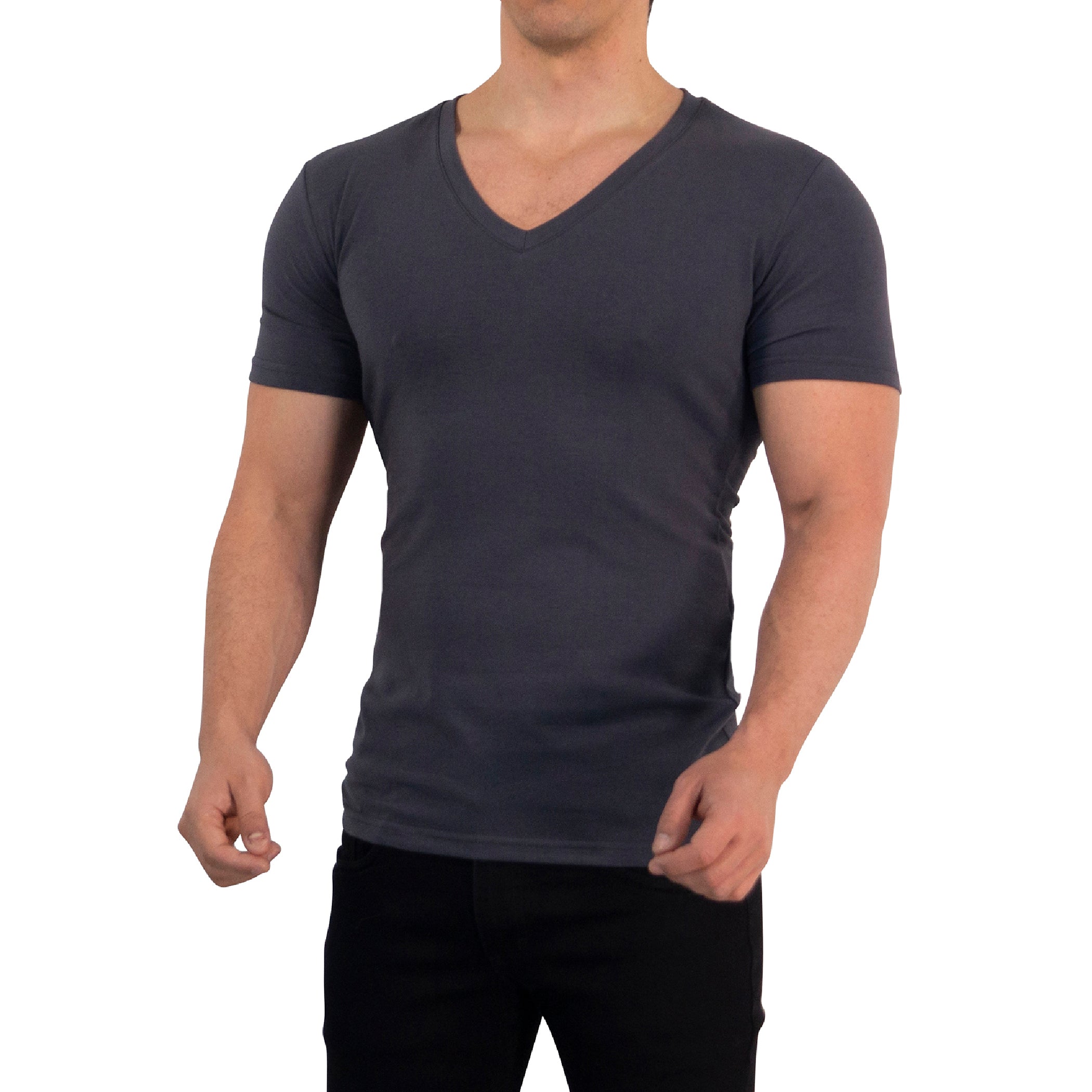 Playera Cuello V Profundo Gris Rata