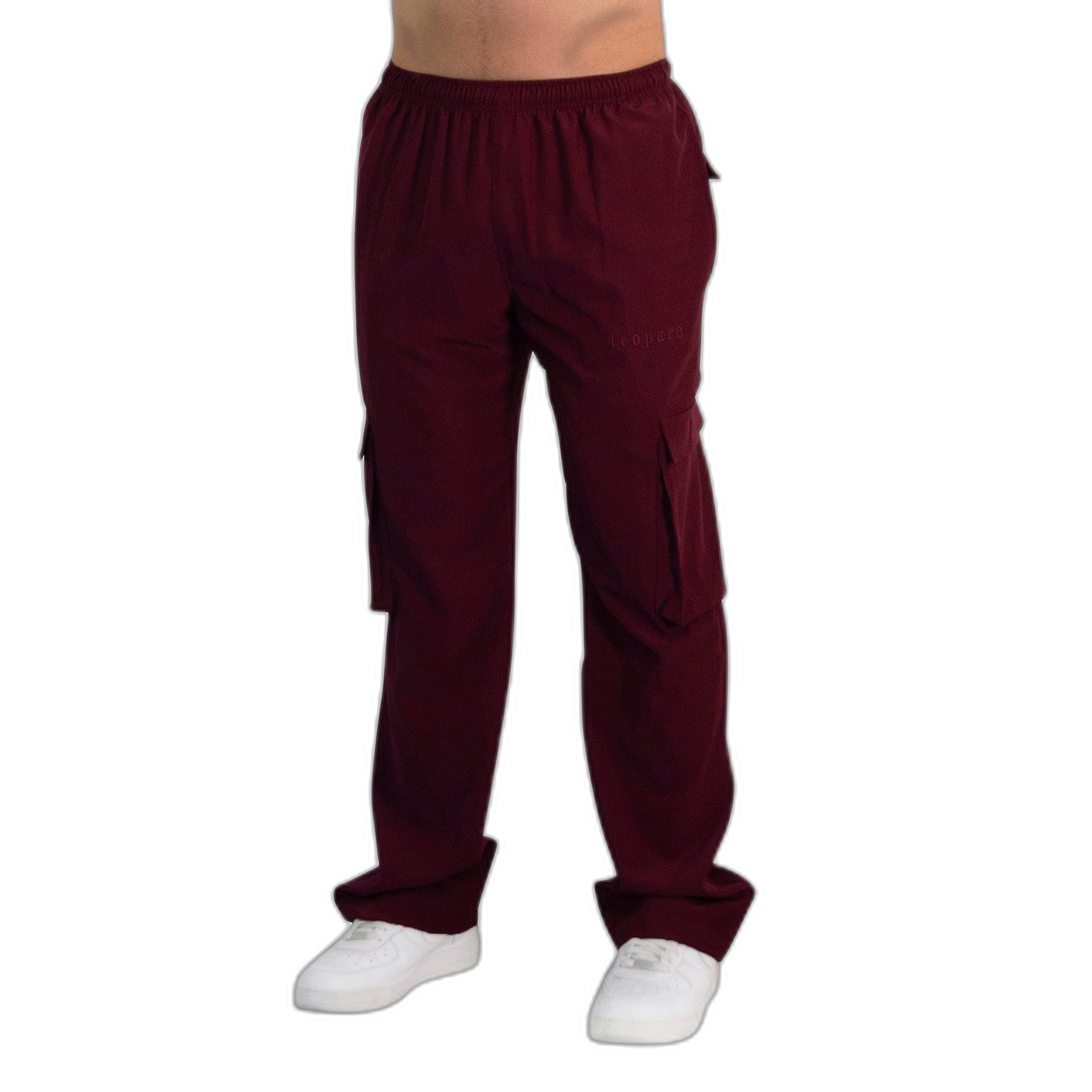 Parachute Cargo Track Pants Jogger Trouser Burgundy