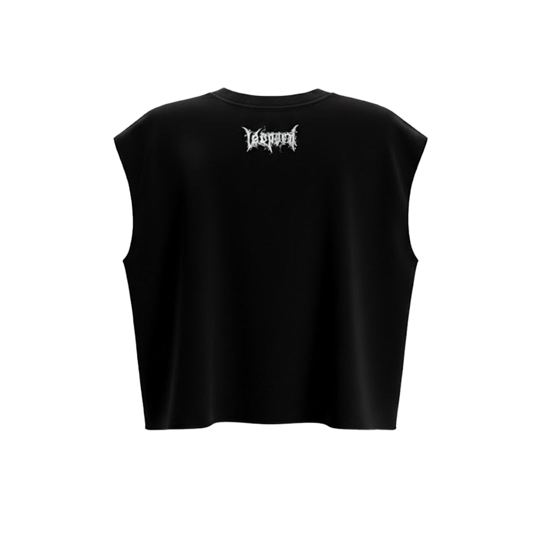 Playera Sleeveless Boxy | Oversized Dark Series Distressed Acid Wash Black