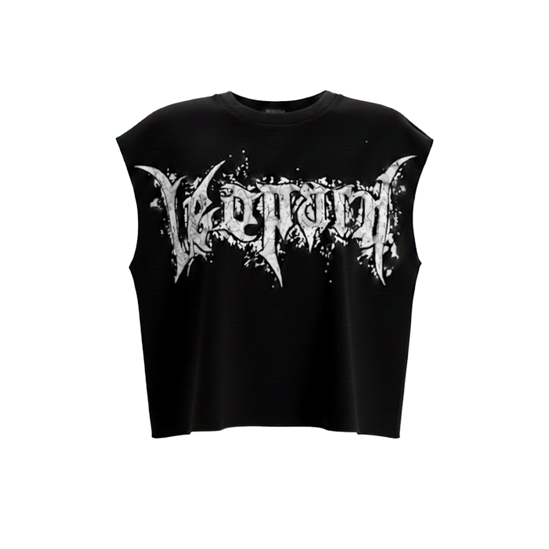 Playera Sleeveless Boxy | Oversized Dark Series Distressed Acid Wash Black