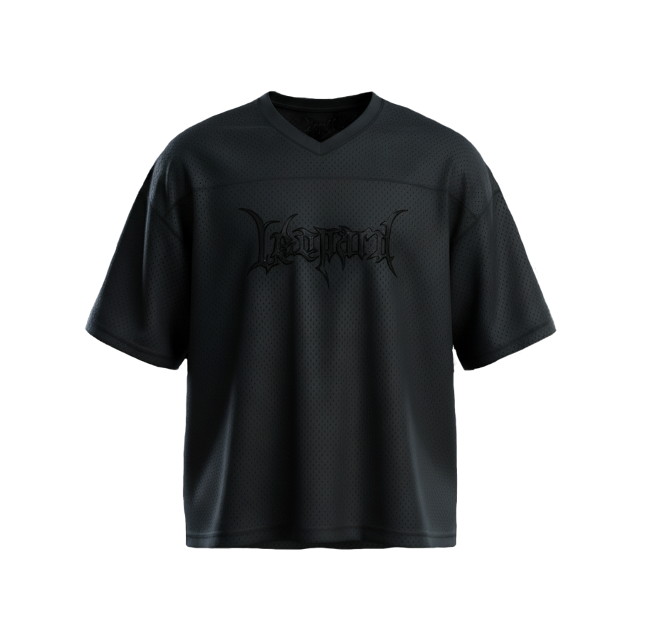 Crop Jersey Oversized Black Dark Logo Black