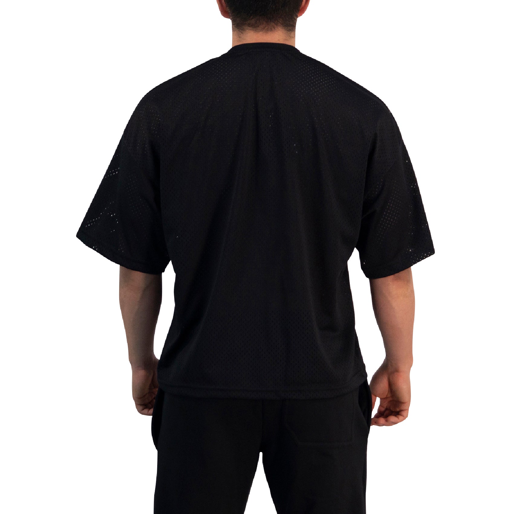 Crop Jersey Oversized Black Dark Logo White