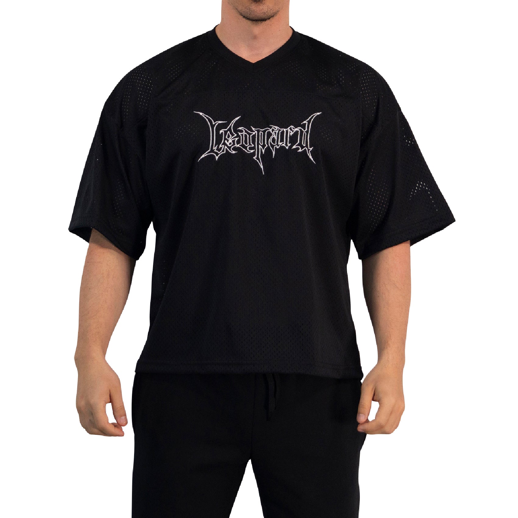 Crop Jersey Oversized Black Dark Logo White