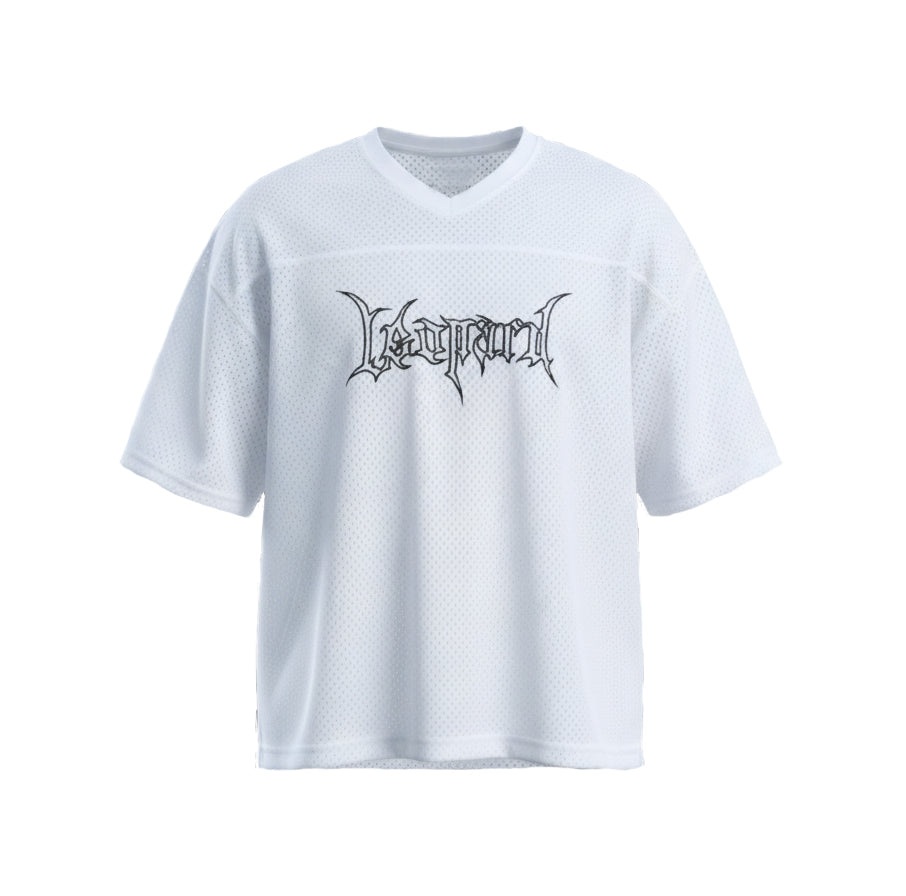 Crop Jersey Oversized White Dark Logo Black